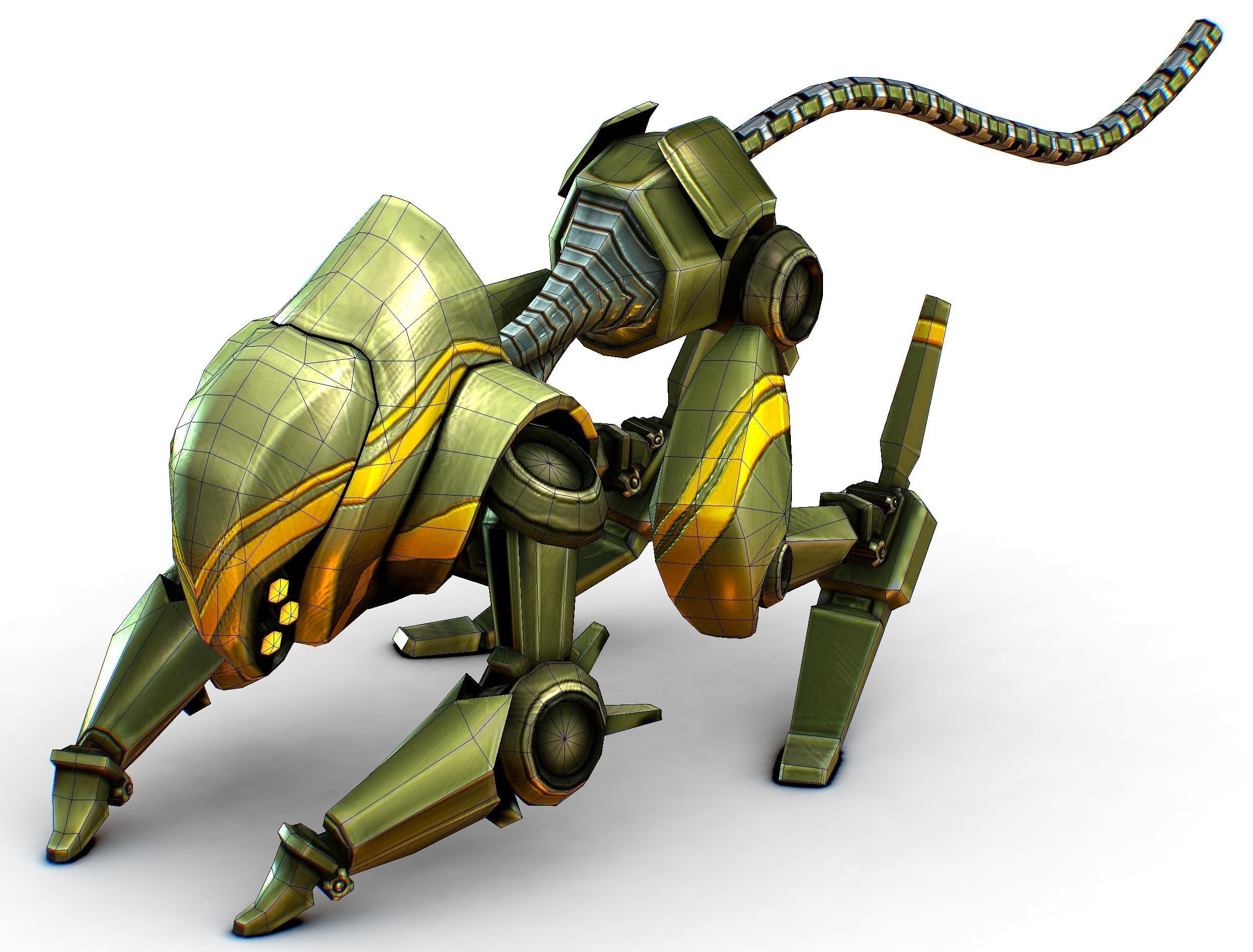 Military Robot Drone Cat Animal Low-poly 3D model_15