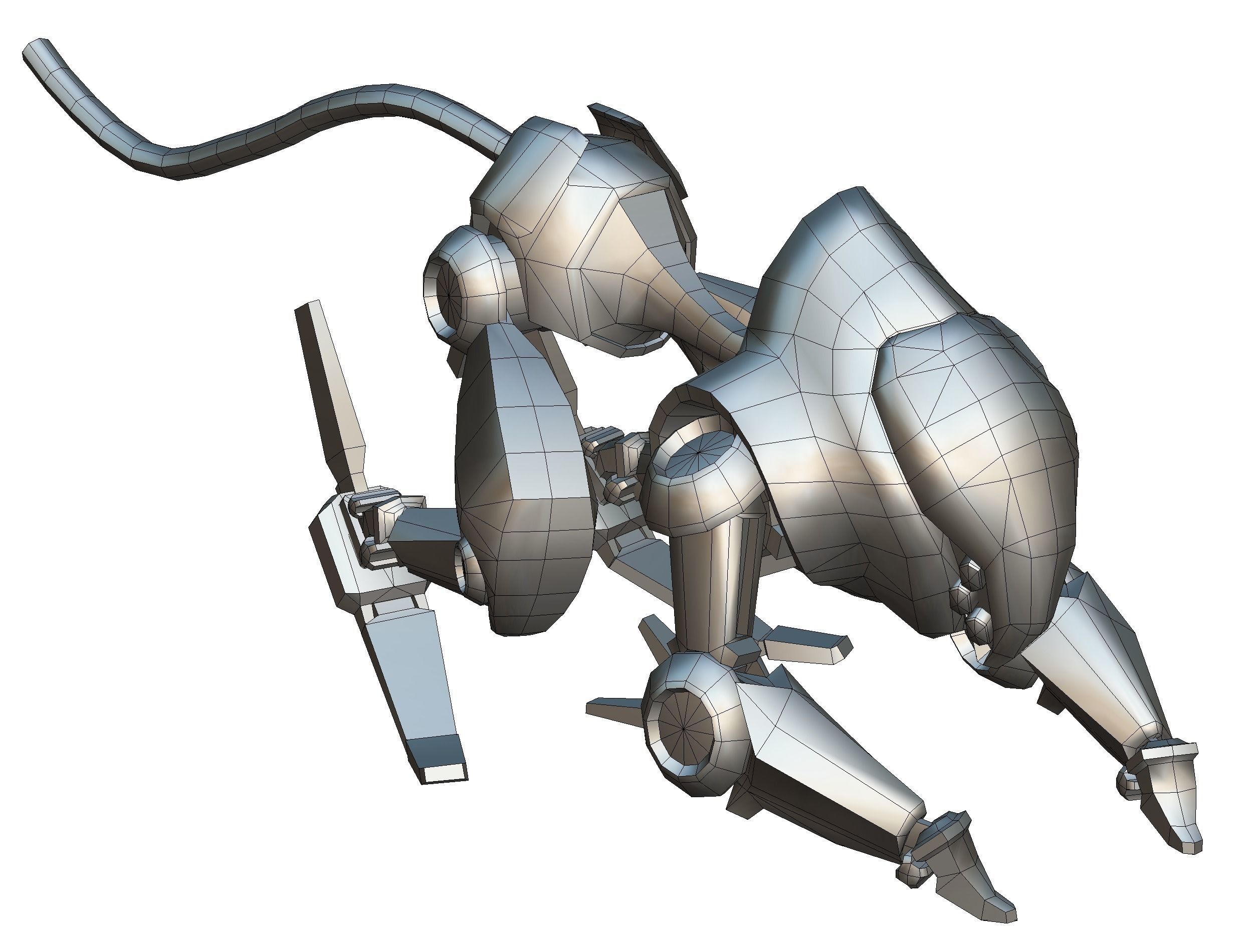 Military Robot Drone Cat Animal Low-poly 3D model_14