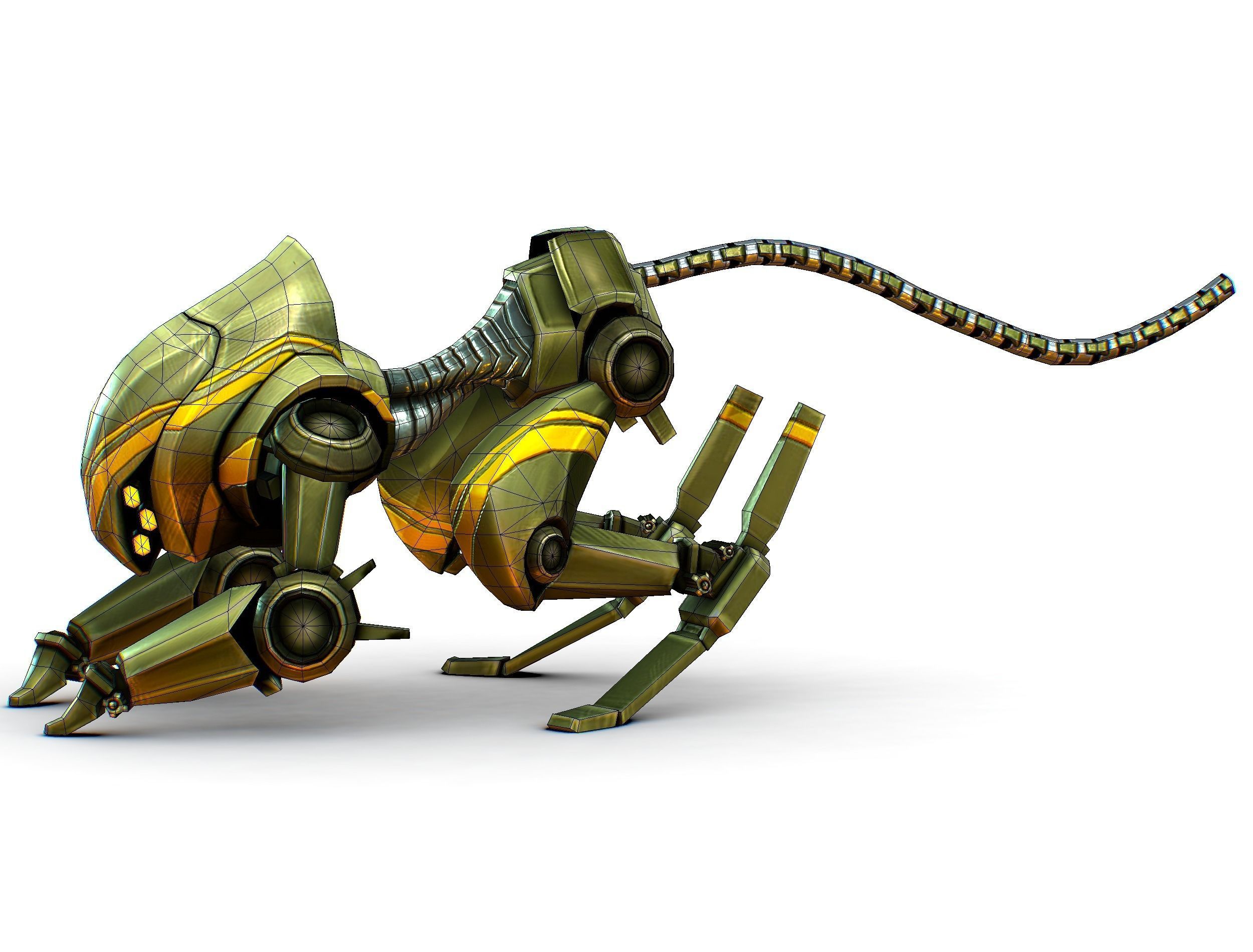 Military Robot Drone Cat Animal Low-poly 3D model_17