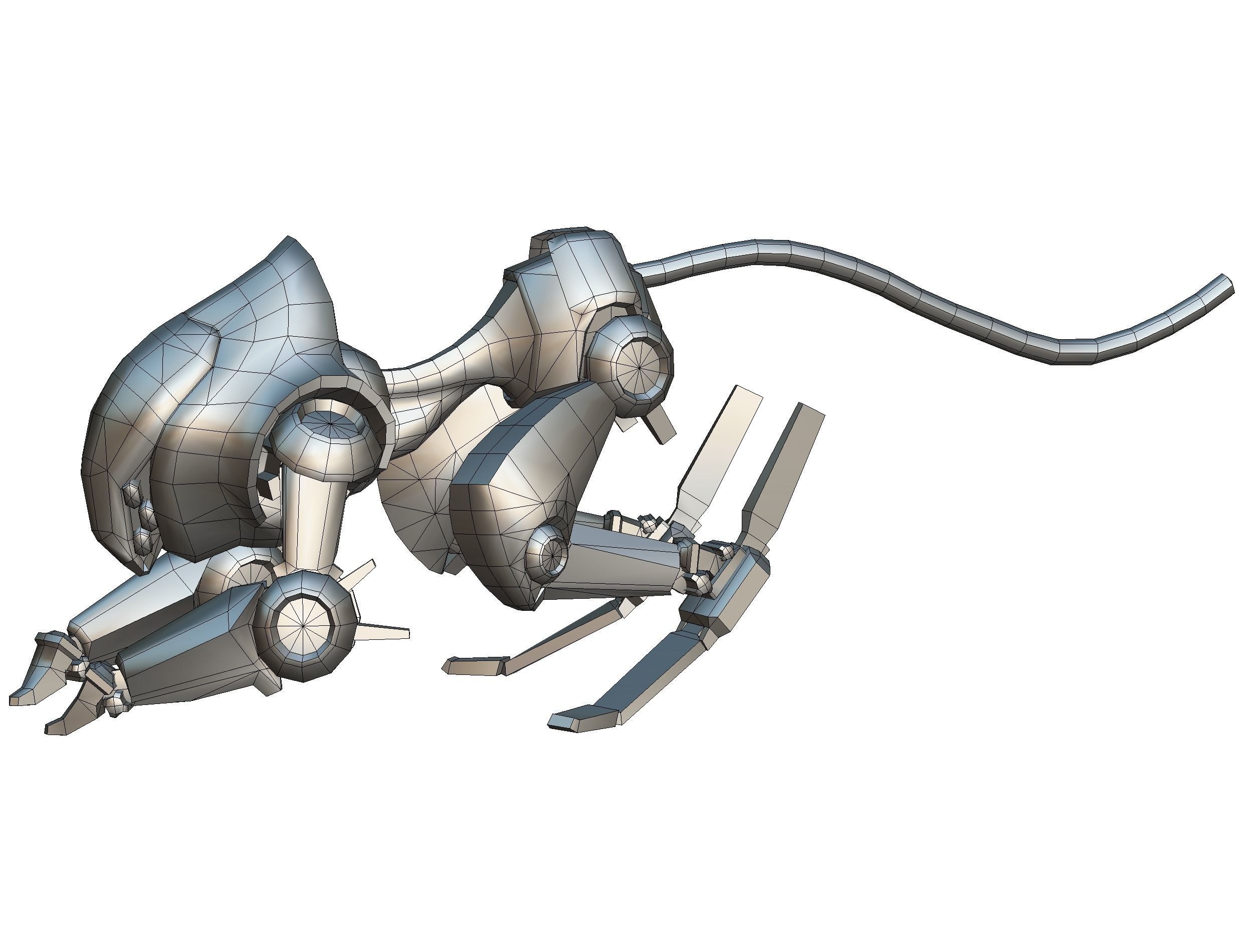 Military Robot Drone Cat Animal Low-poly 3D model_18