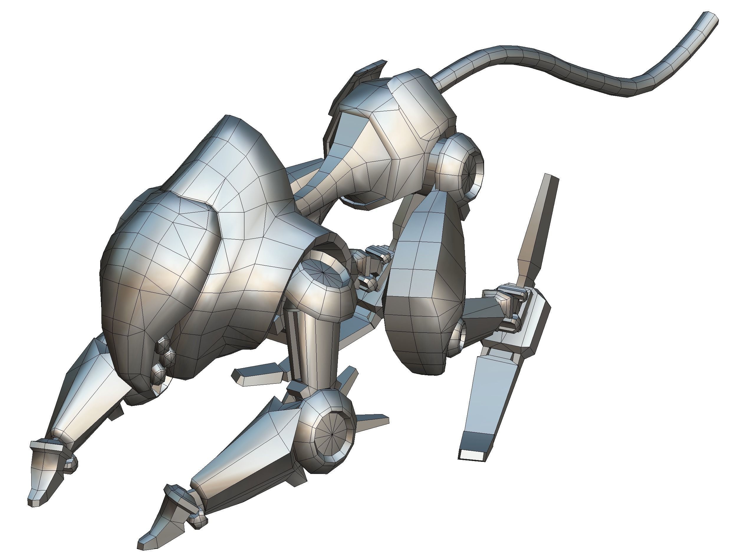 Military Robot Drone Cat Animal Low-poly 3D model_16