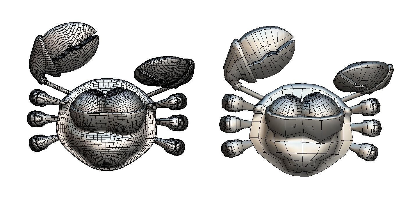 Hi-Poly Subdivision 3D Model Crab Low-poly 3D model_22