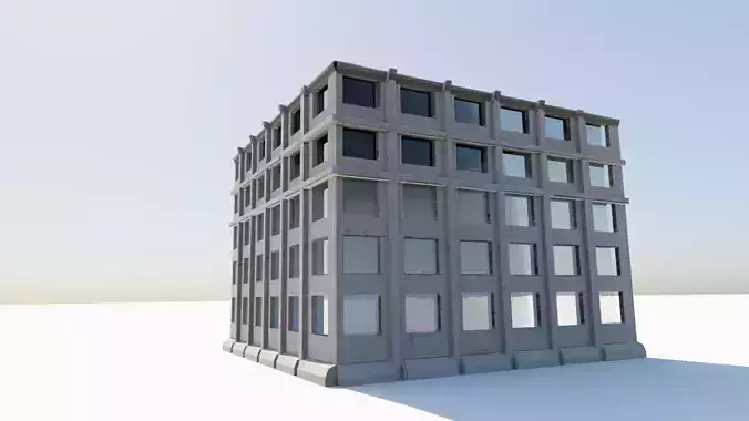 Low-poly game ready building Low-poly 3D model