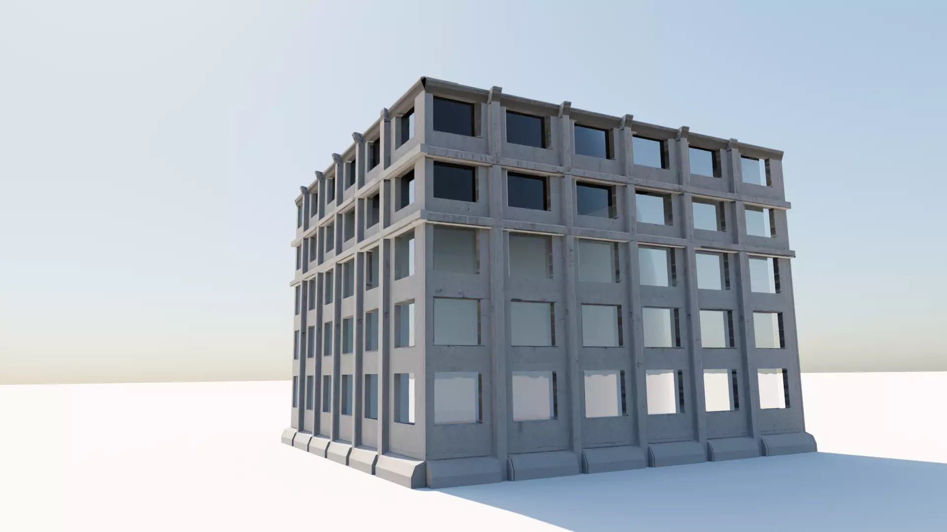 Low-poly game ready building Low-poly 3D model_0