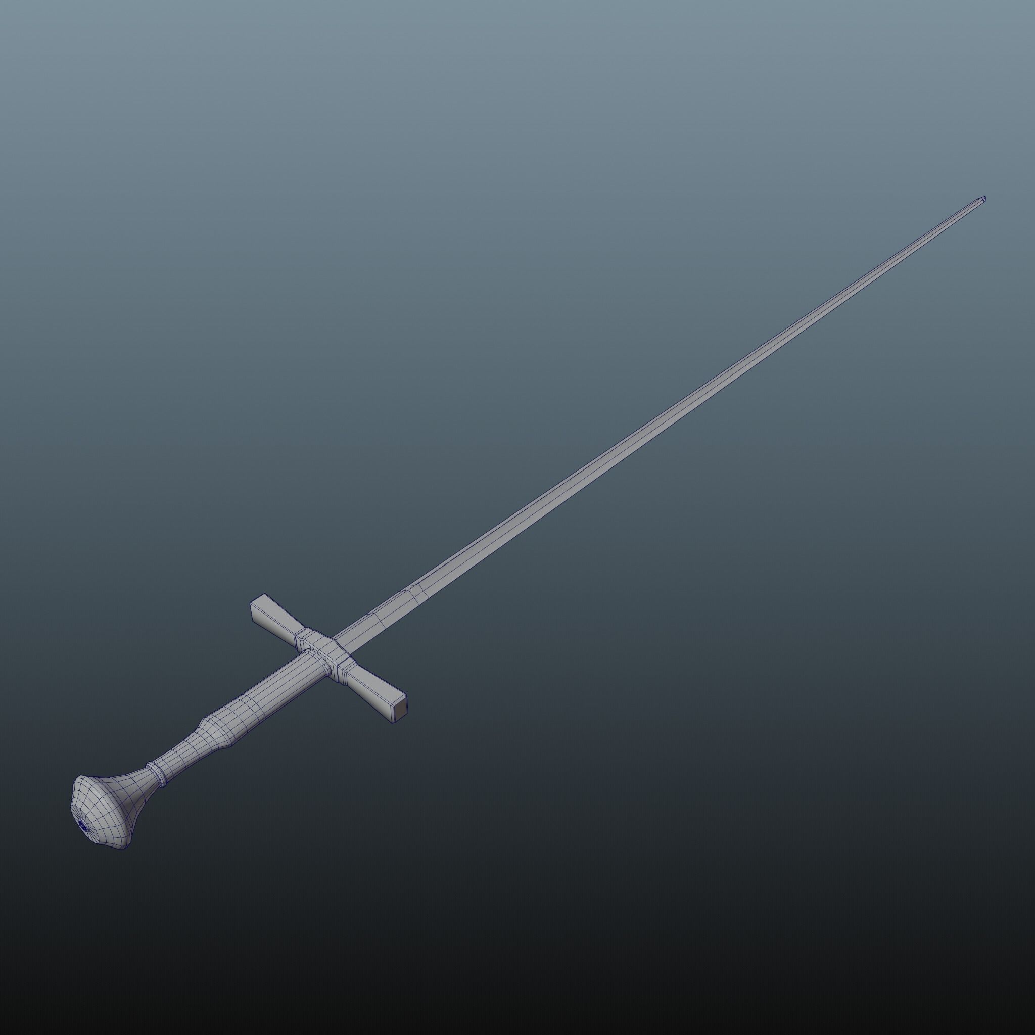 Estoc Thrusting Sword Low-poly 3D model_5