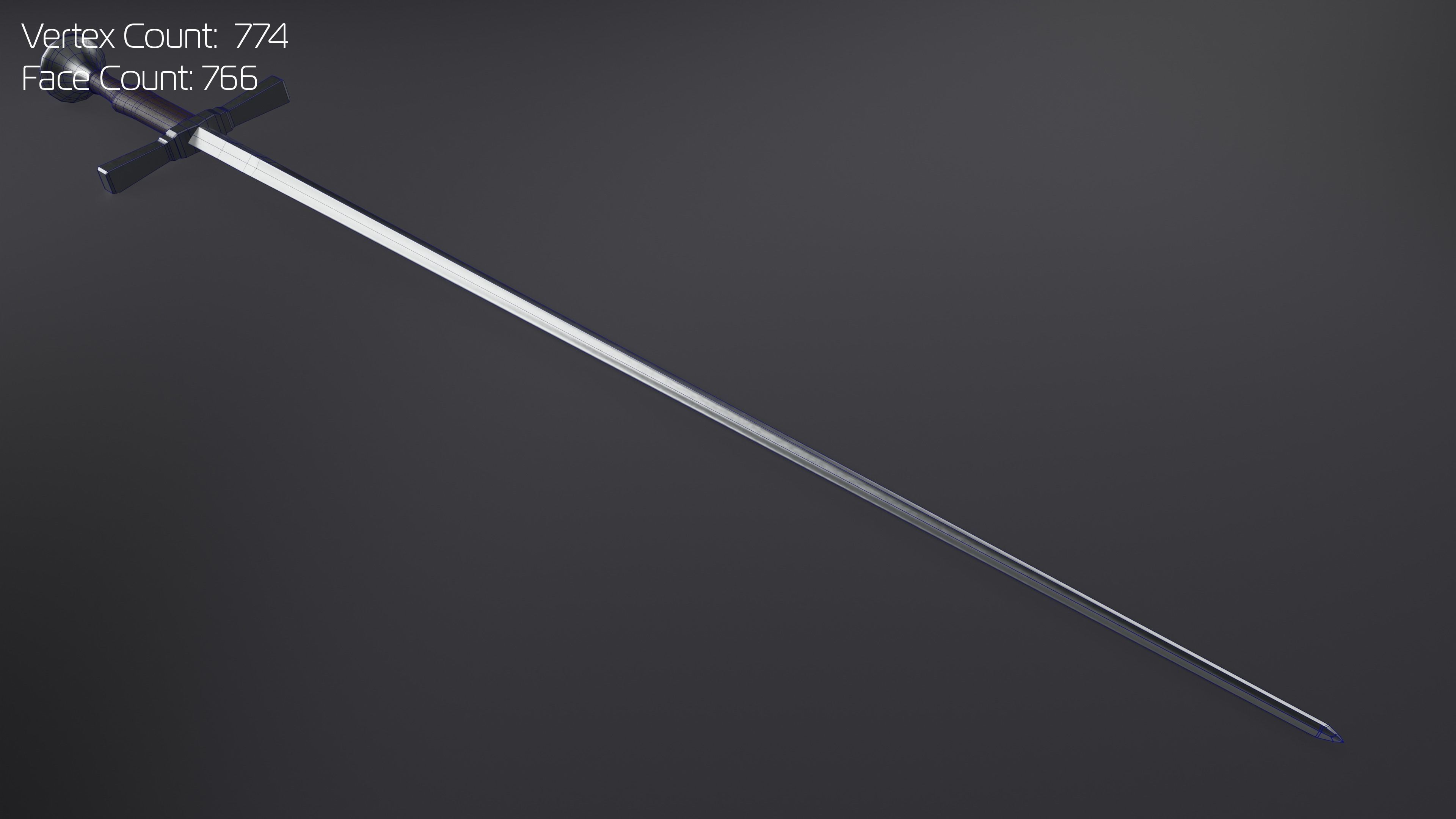 Estoc Thrusting Sword Low-poly 3D model_3