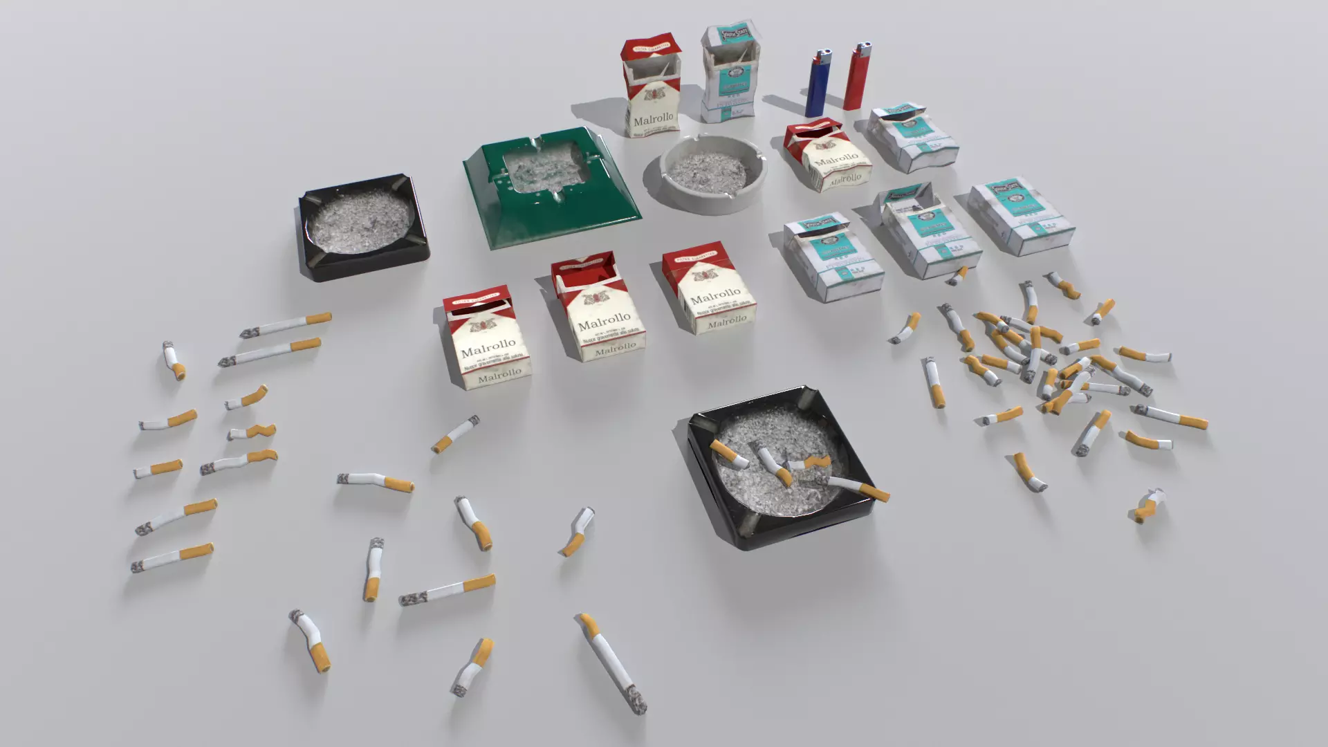 Smoking Props Low-poly 3D model_0