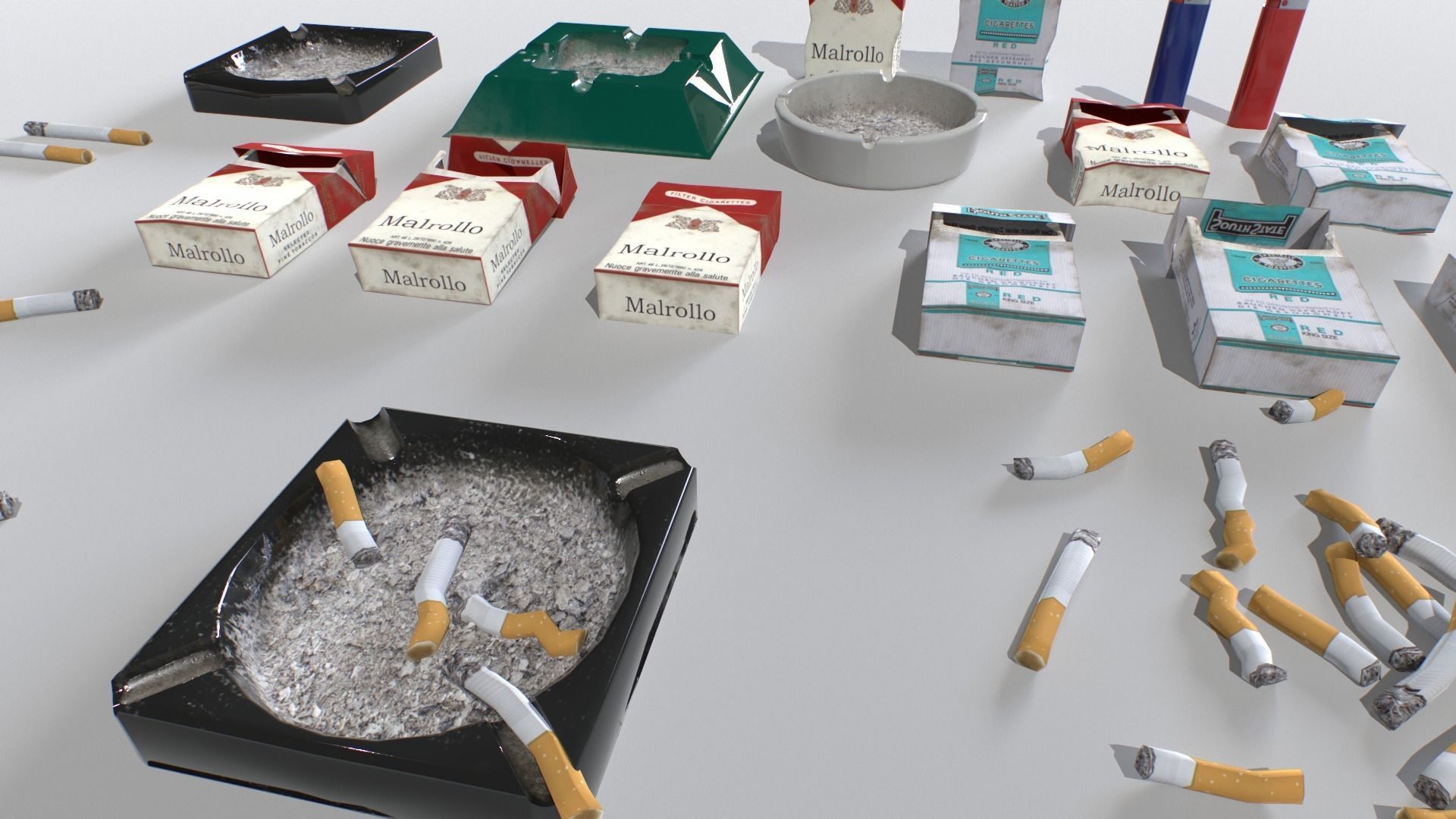 Smoking Props Low-poly 3D model_4