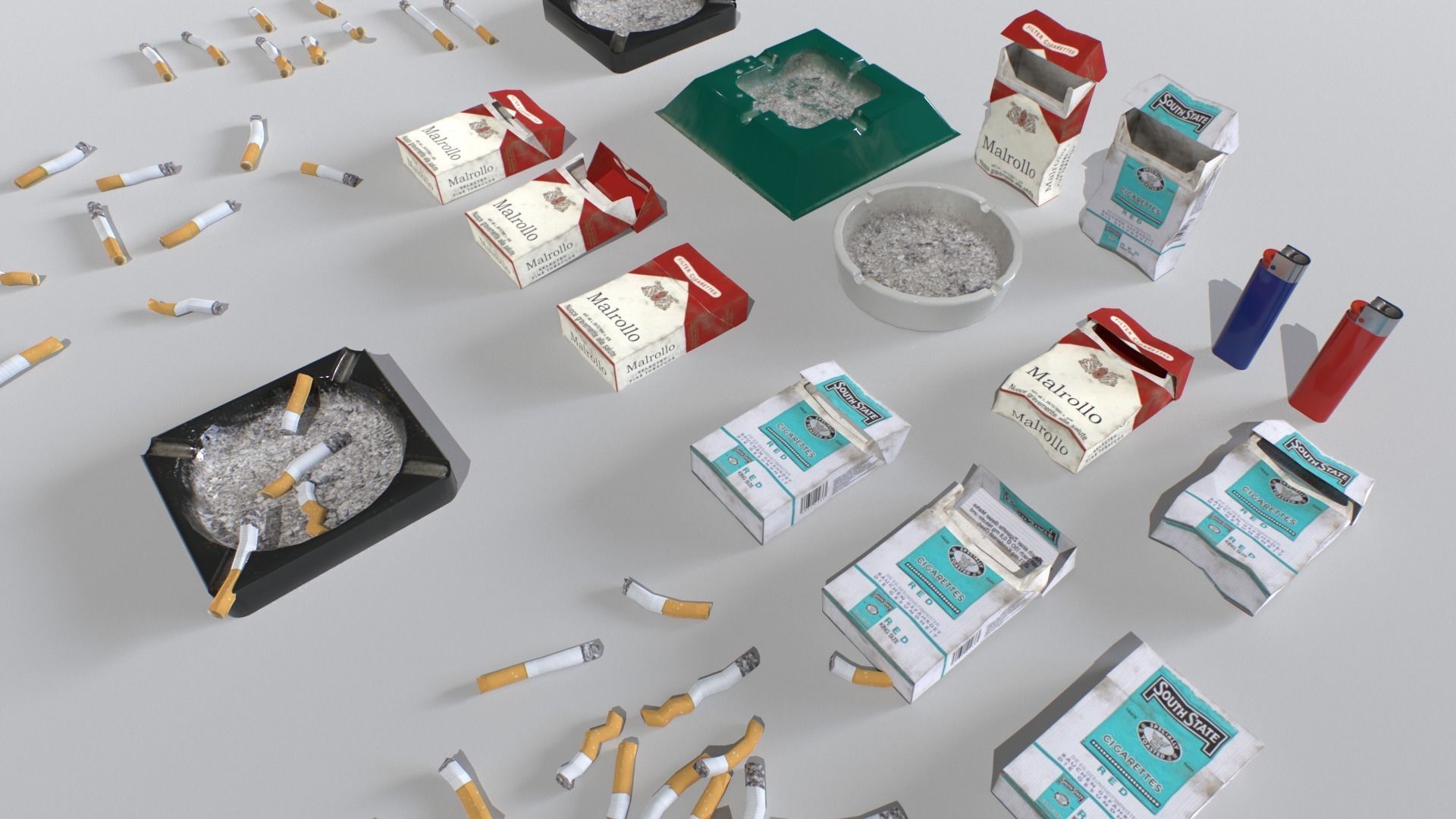 Smoking Props Low-poly 3D model_1