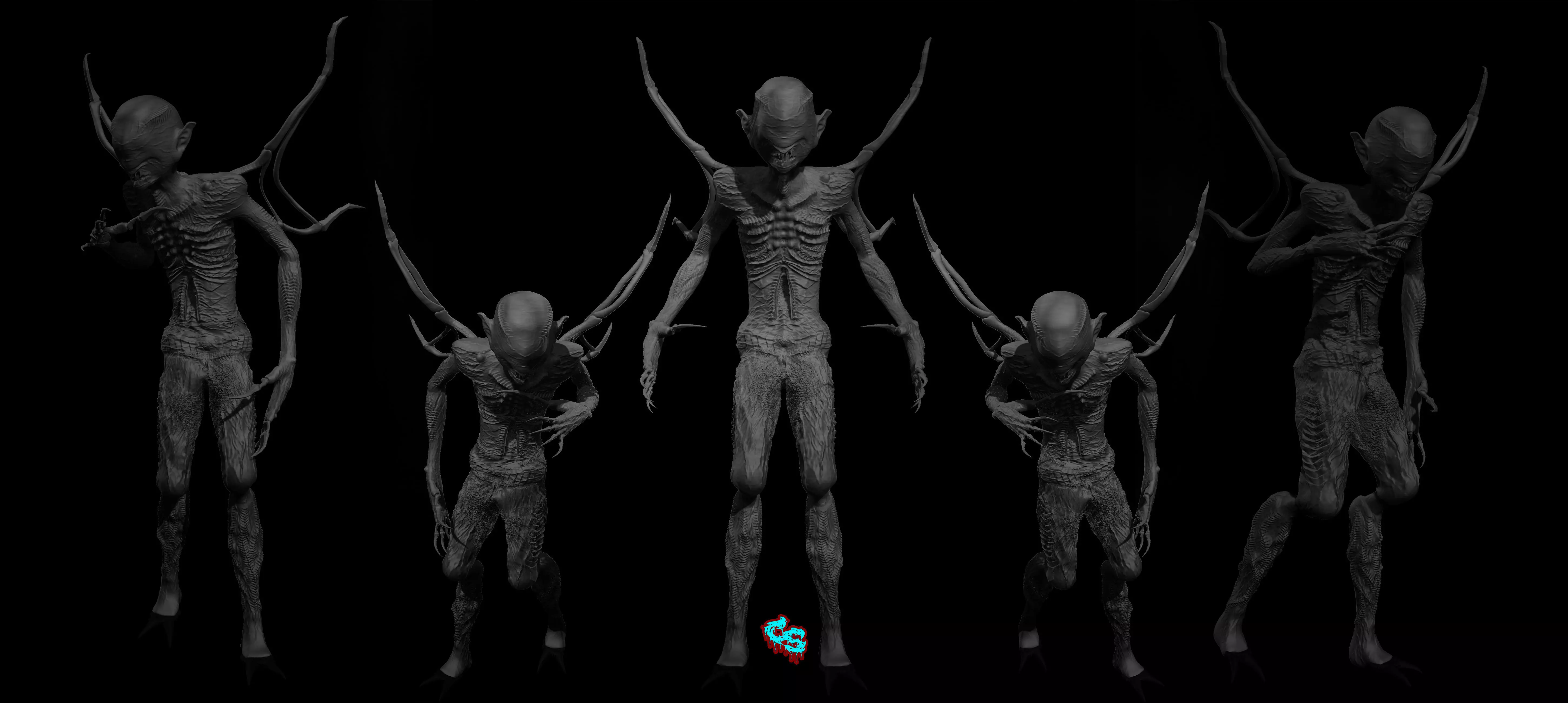 creature alien x22 Low-poly 3D model_0