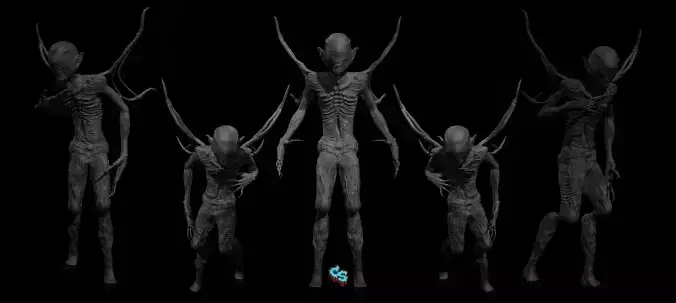 creature alien x22 Low-poly 3D model