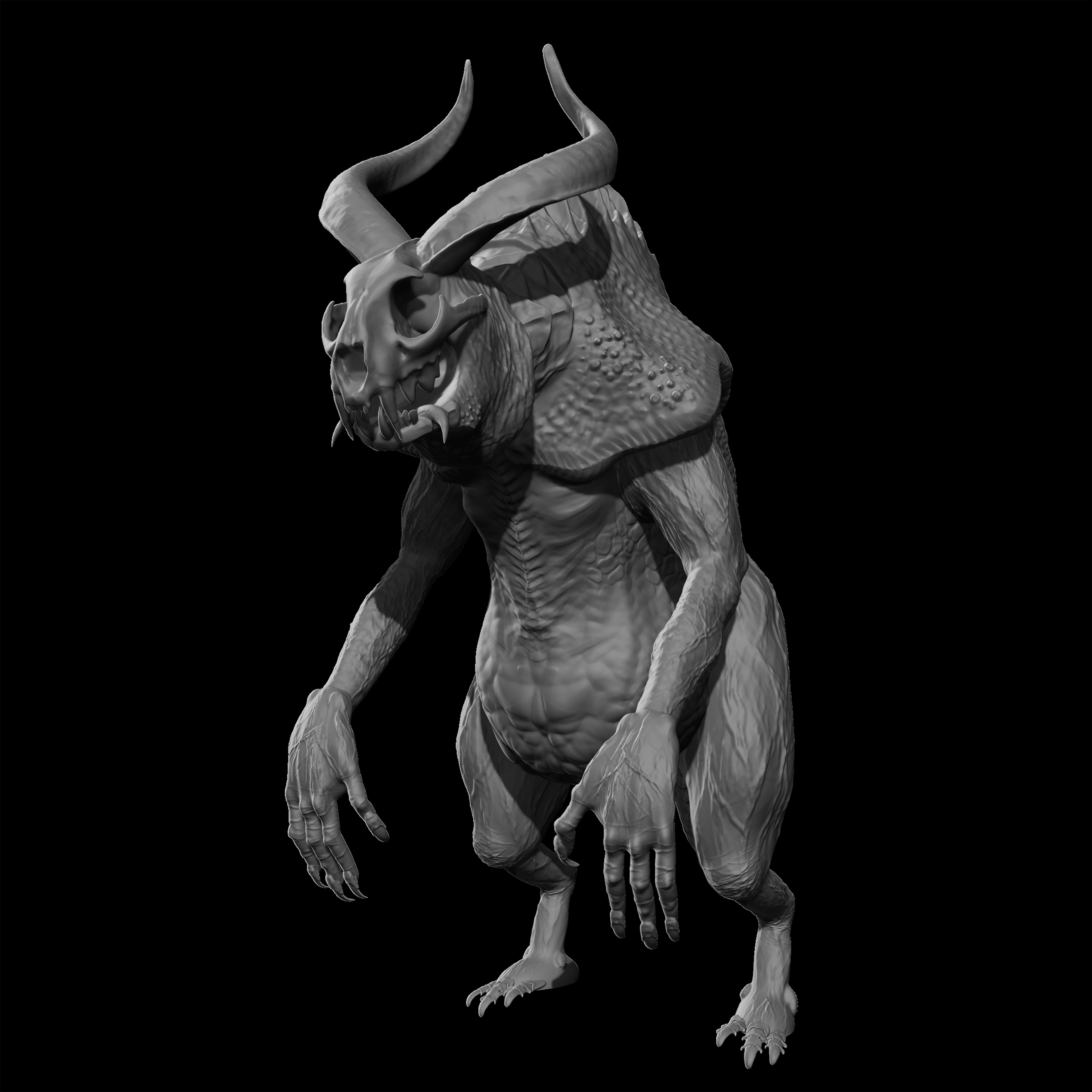 monsrex four horned monsters Low-poly 3D model_2