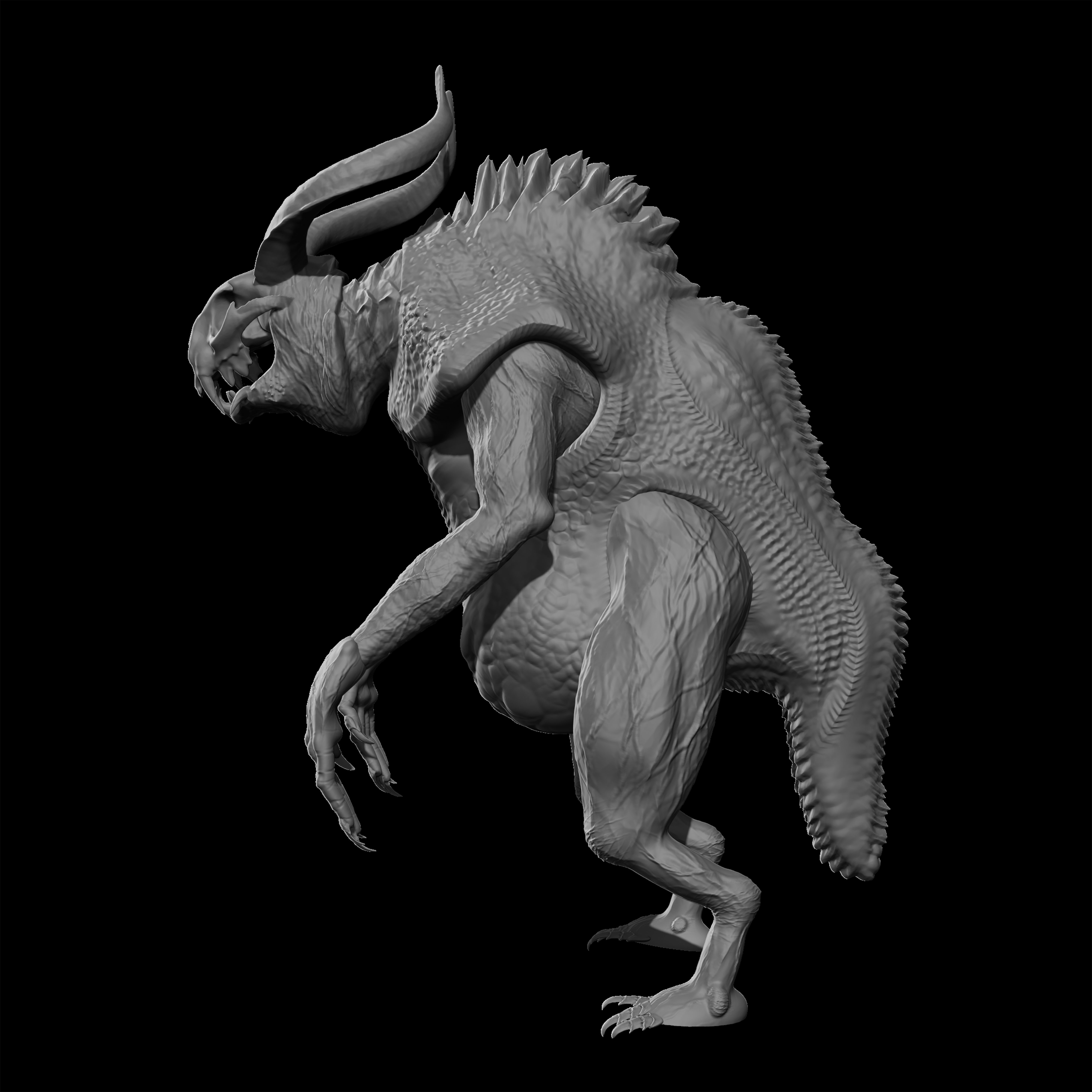 monsrex four horned monsters Low-poly 3D model_4