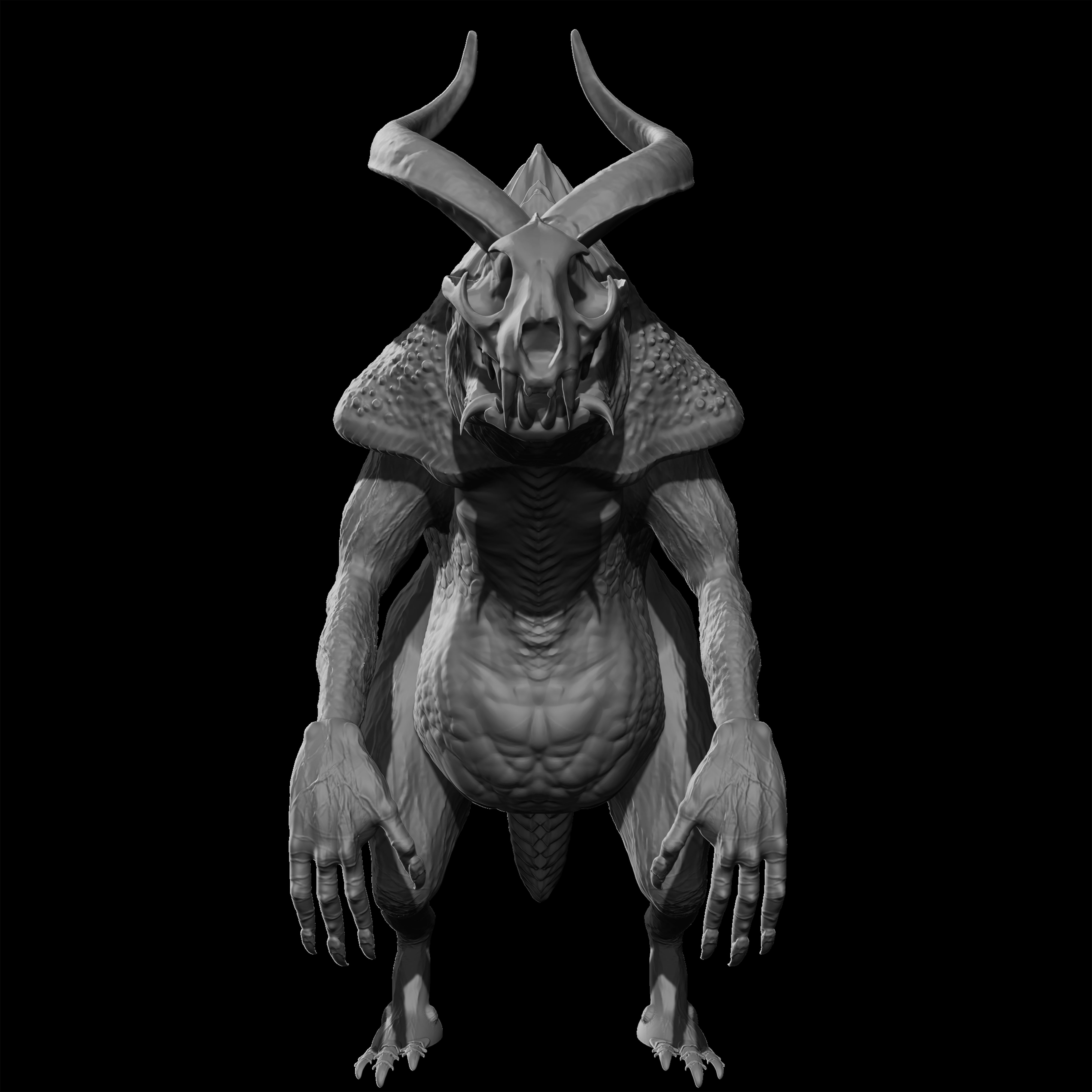 monsrex four horned monsters Low-poly 3D model_3