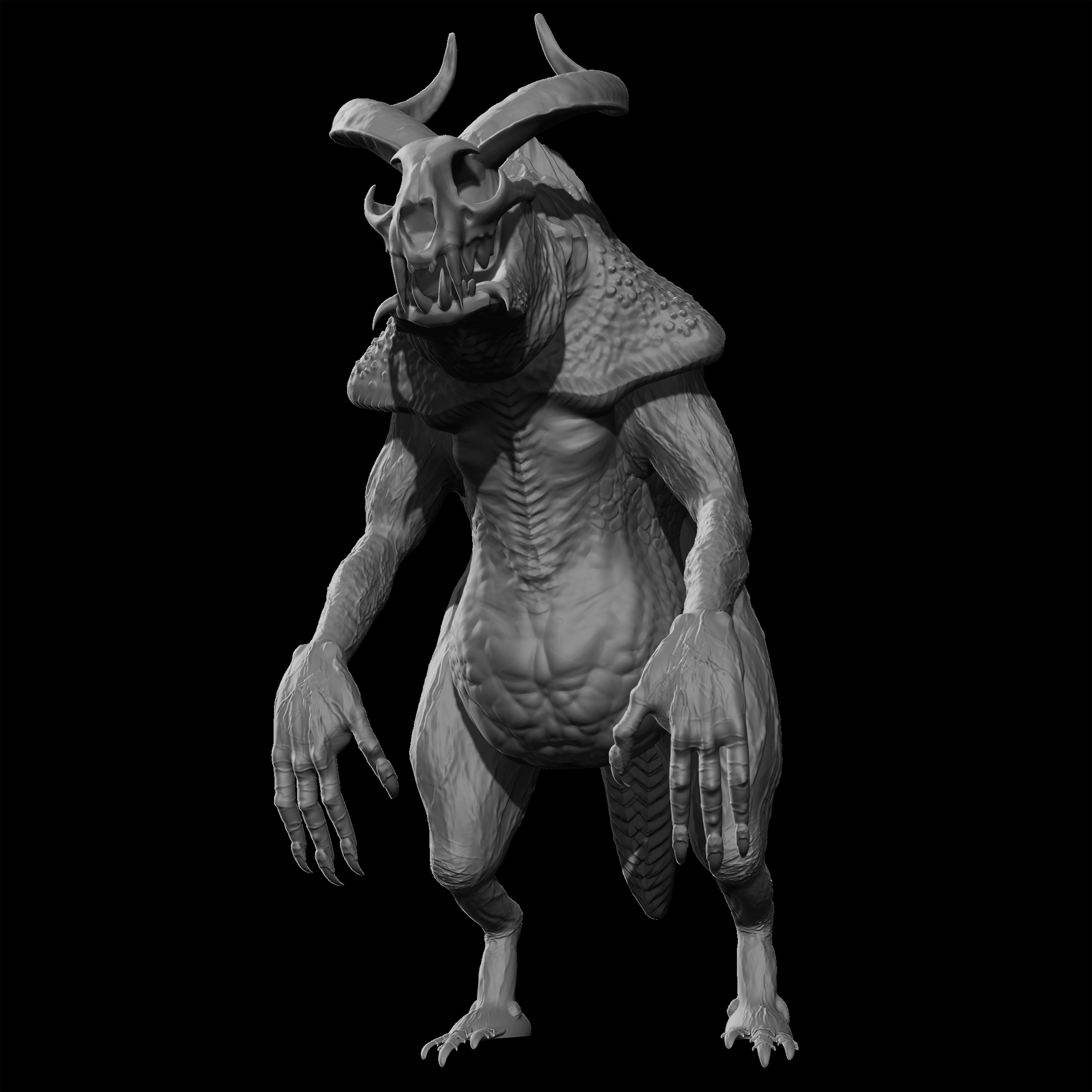 monsrex four horned monsters Low-poly 3D model_1