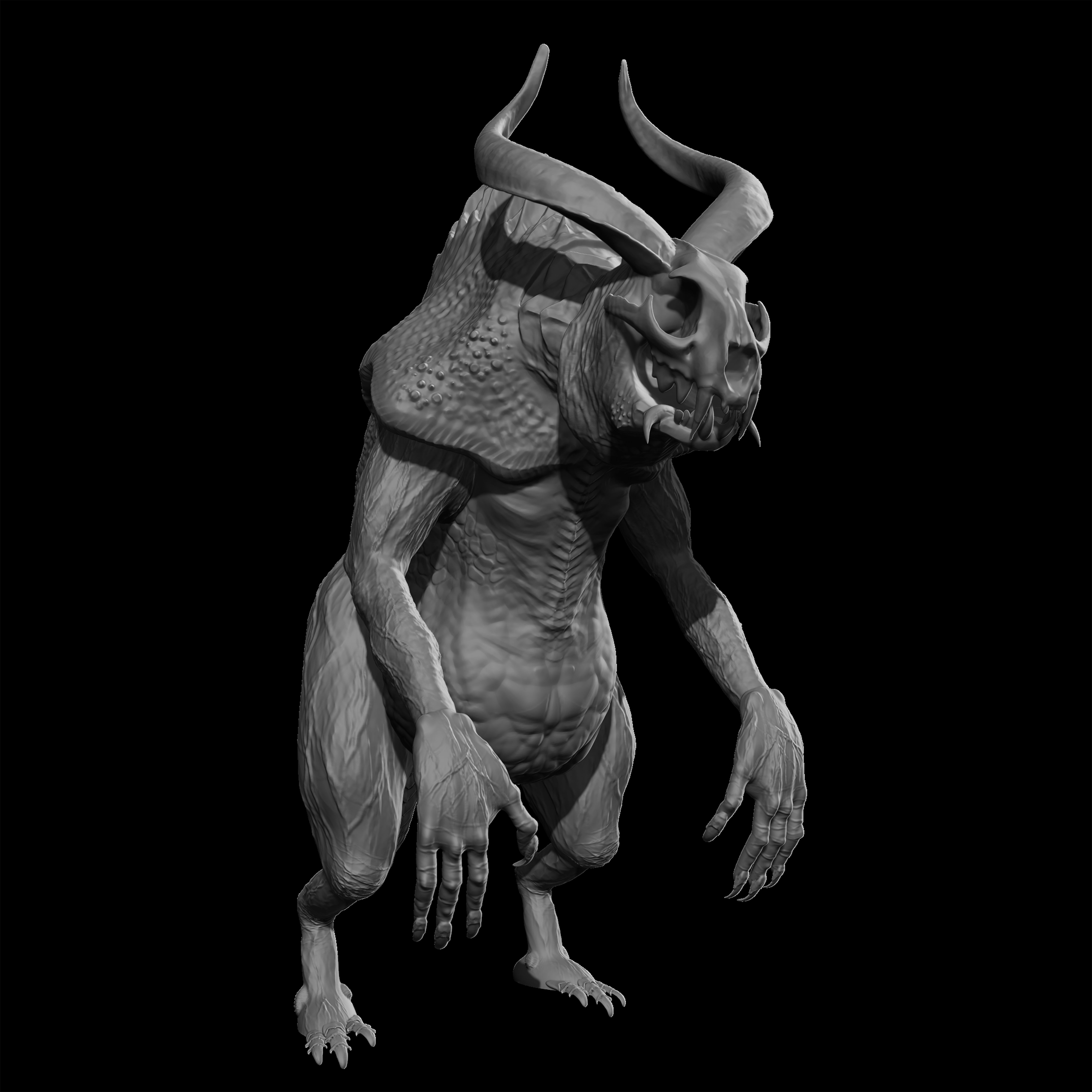 monsrex four horned monsters Low-poly 3D model_5