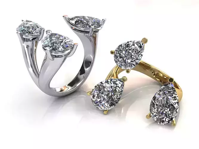 Three Diamonds Drops Open Ring