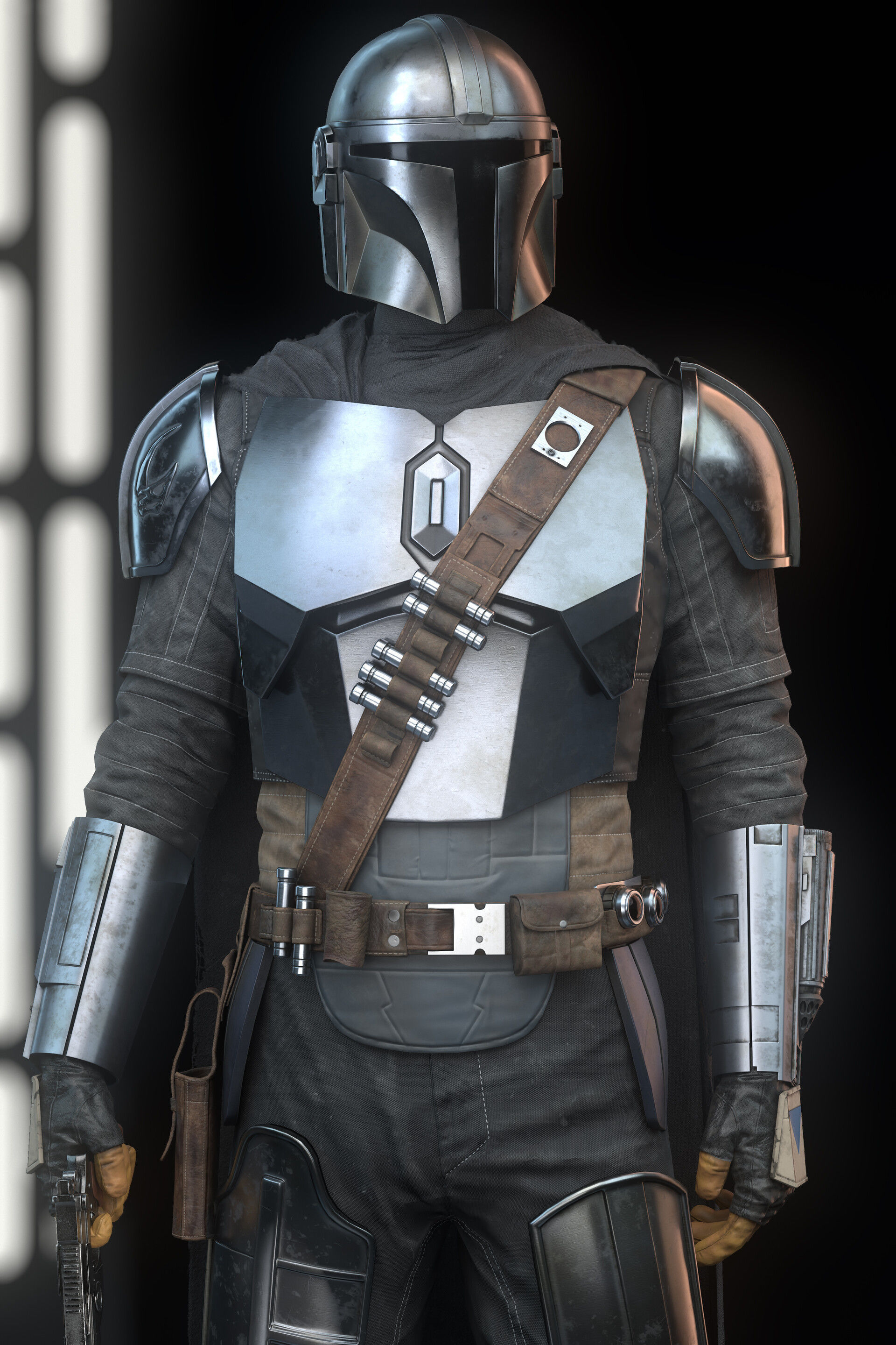 Mandalorian Realistic 3D Model Low Poly star wars armor Low-poly 3D model_3