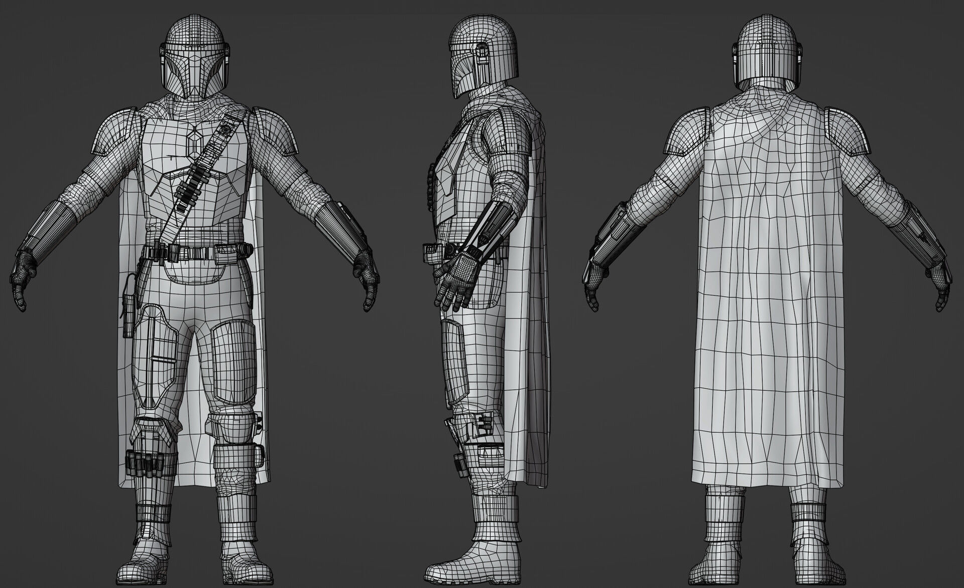 Mandalorian Realistic 3D Model Low Poly star wars armor Low-poly 3D model_10