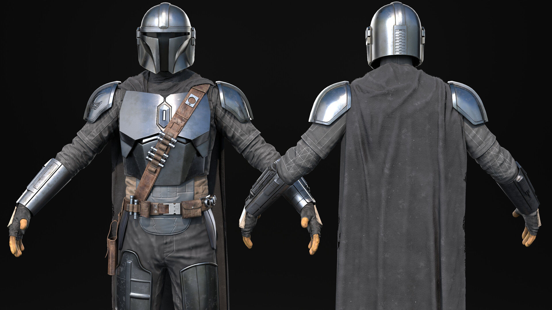 Mandalorian Realistic 3D Model Low Poly star wars armor Low-poly 3D model_7