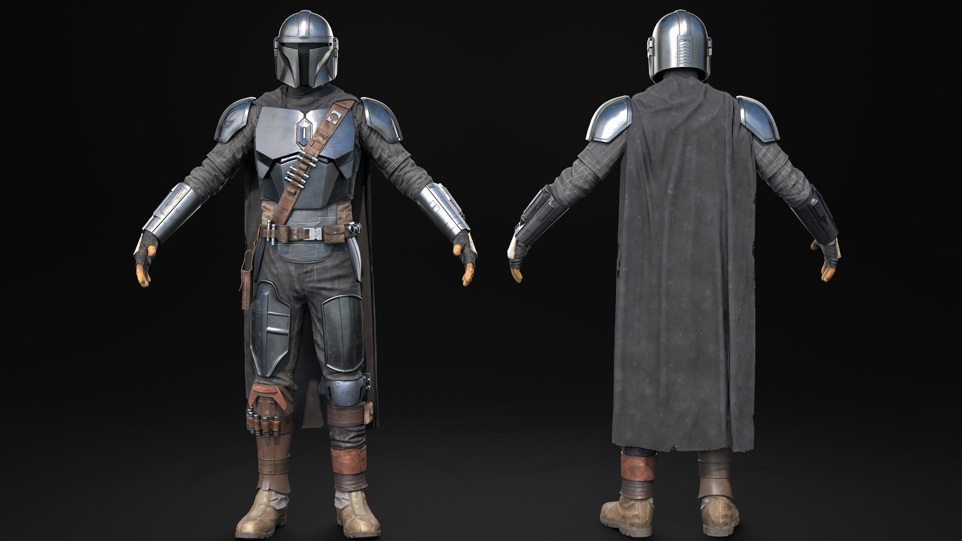 Mandalorian Realistic 3D Model Low Poly star wars armor Low-poly 3D model_6