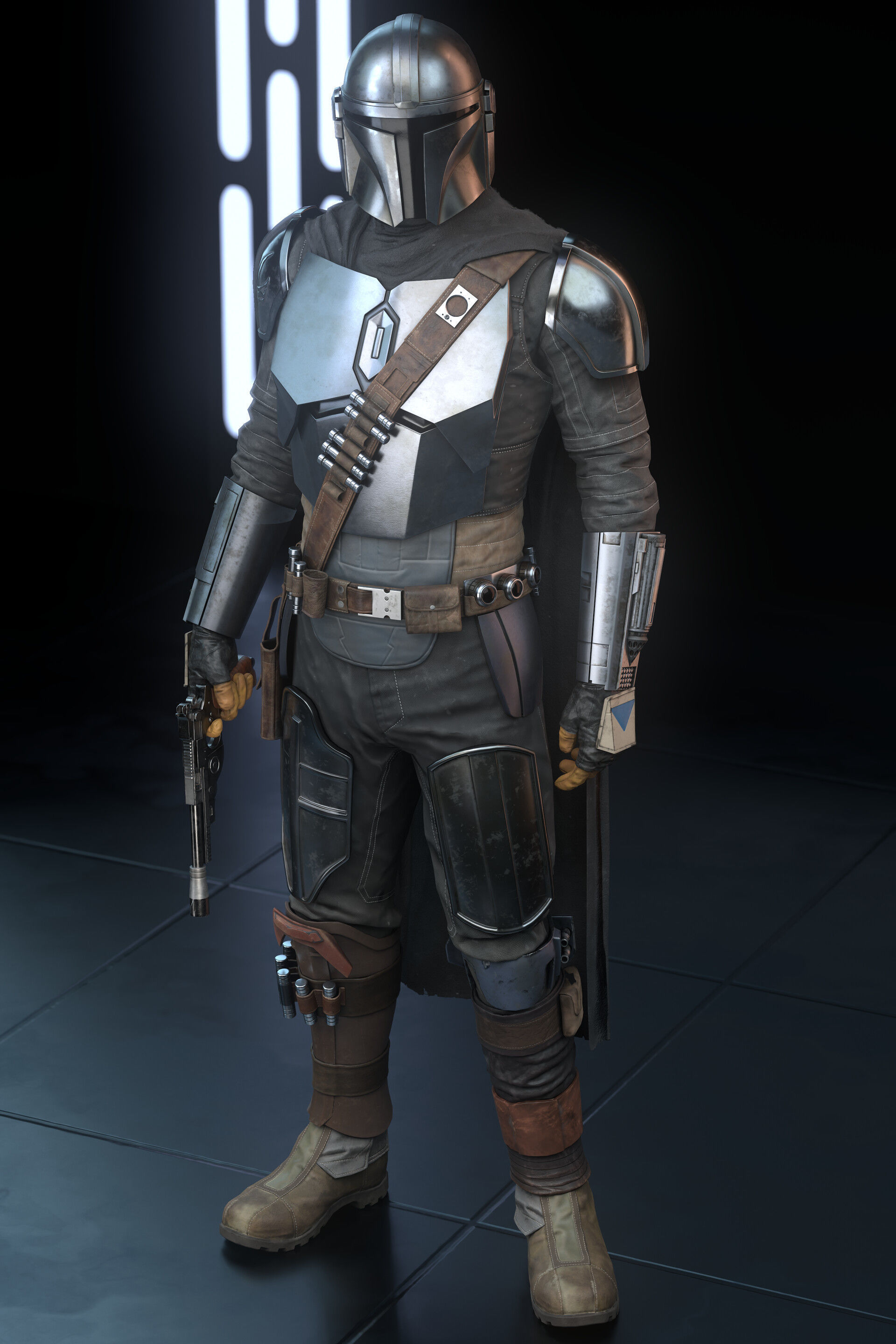 Mandalorian Realistic 3D Model Low Poly star wars armor Low-poly 3D model_2