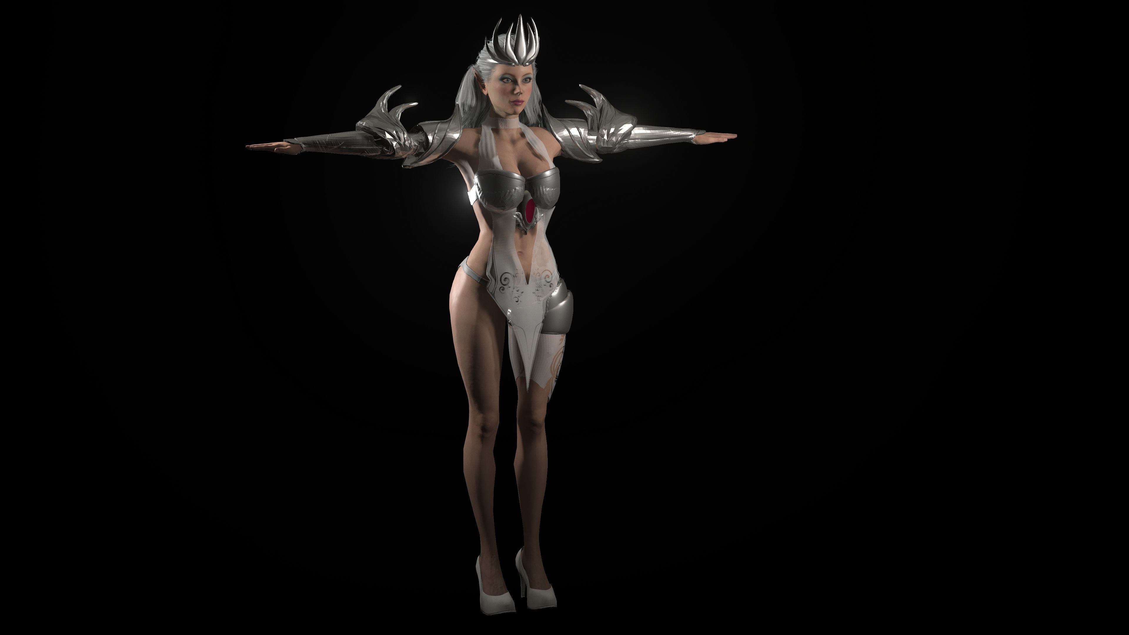 Fantasy Elf Queen  Low-poly 3D model_6