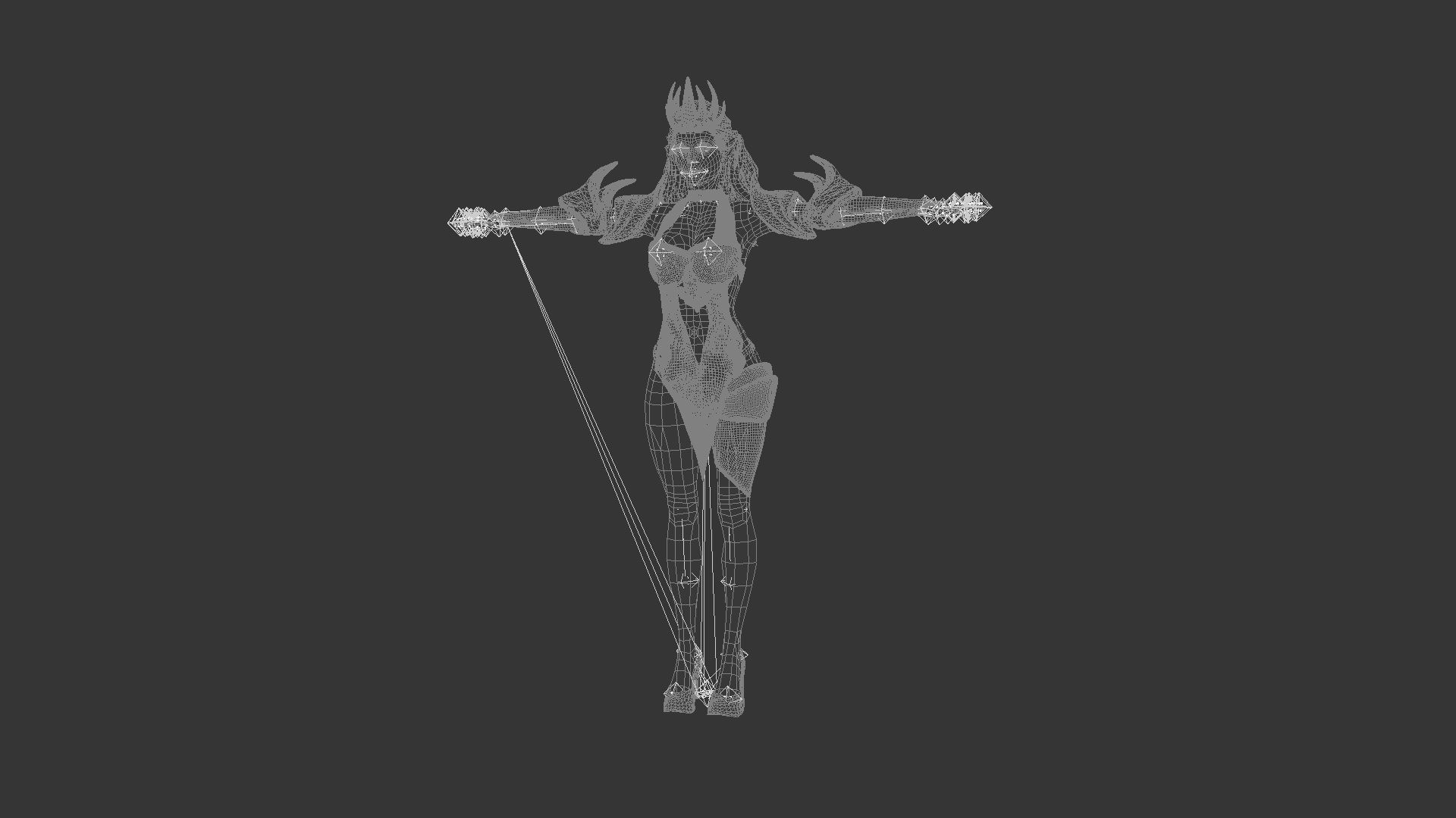 Fantasy Elf Queen  Low-poly 3D model_8