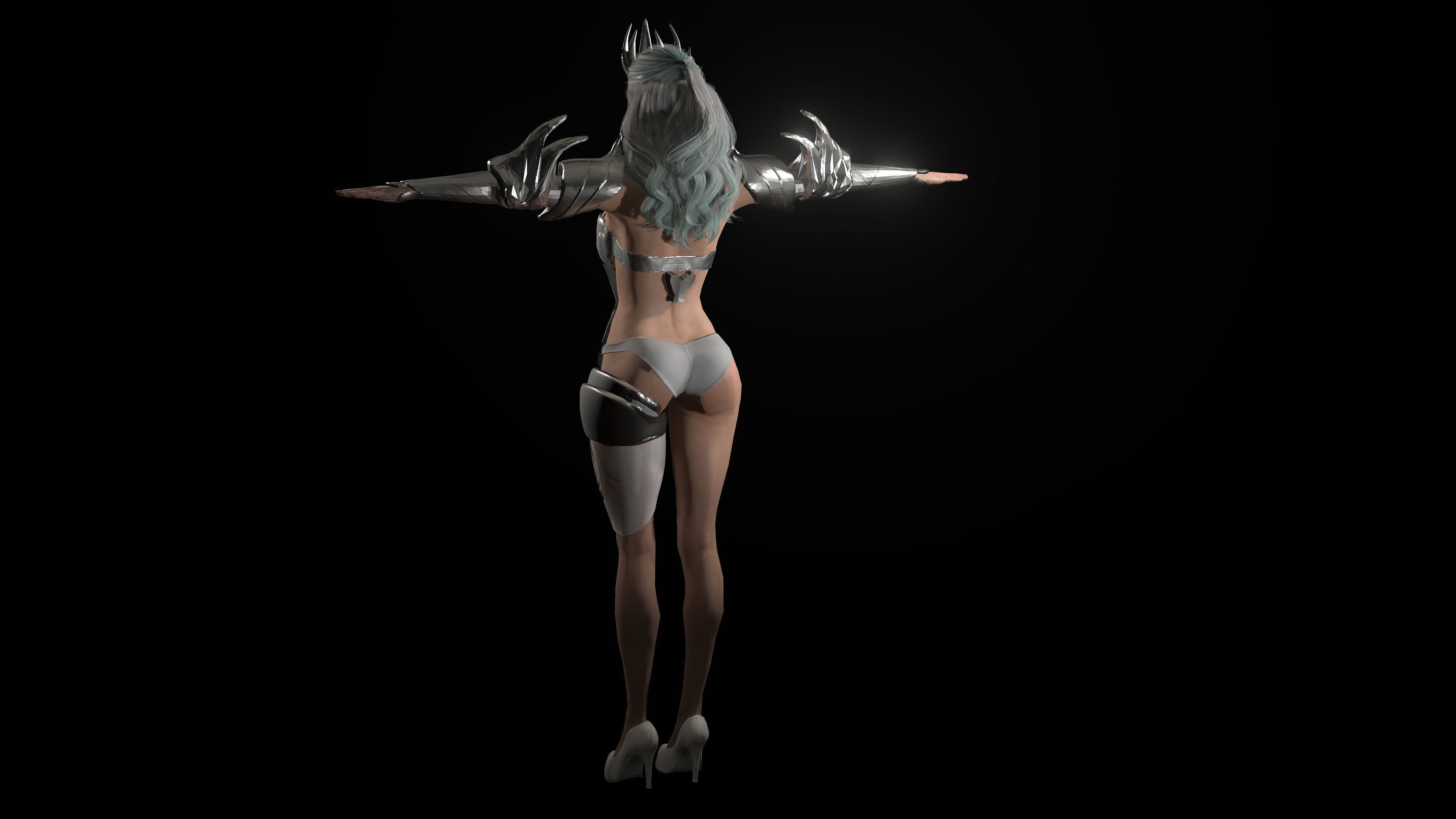 Fantasy Elf Queen  Low-poly 3D model_5