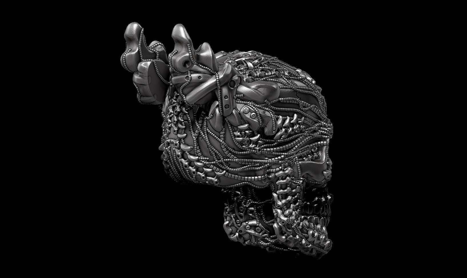 skull robot head a21 3d print model 3D print model_5