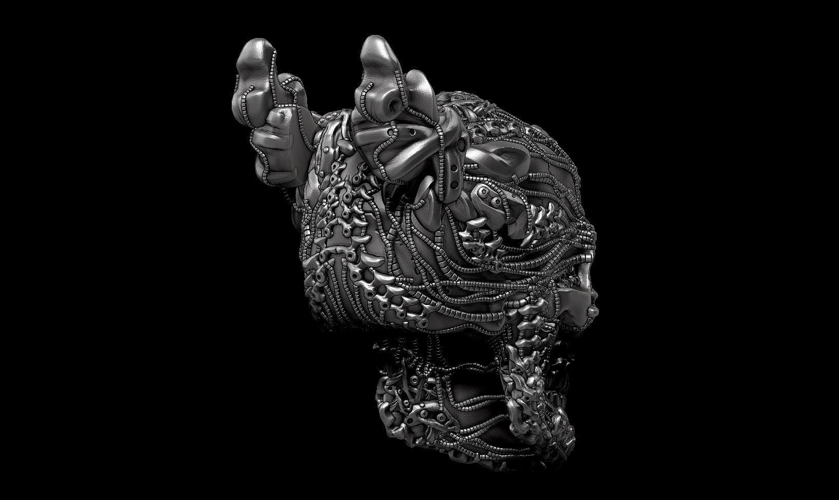 skull robot head a21 3d print model 3D print model_6