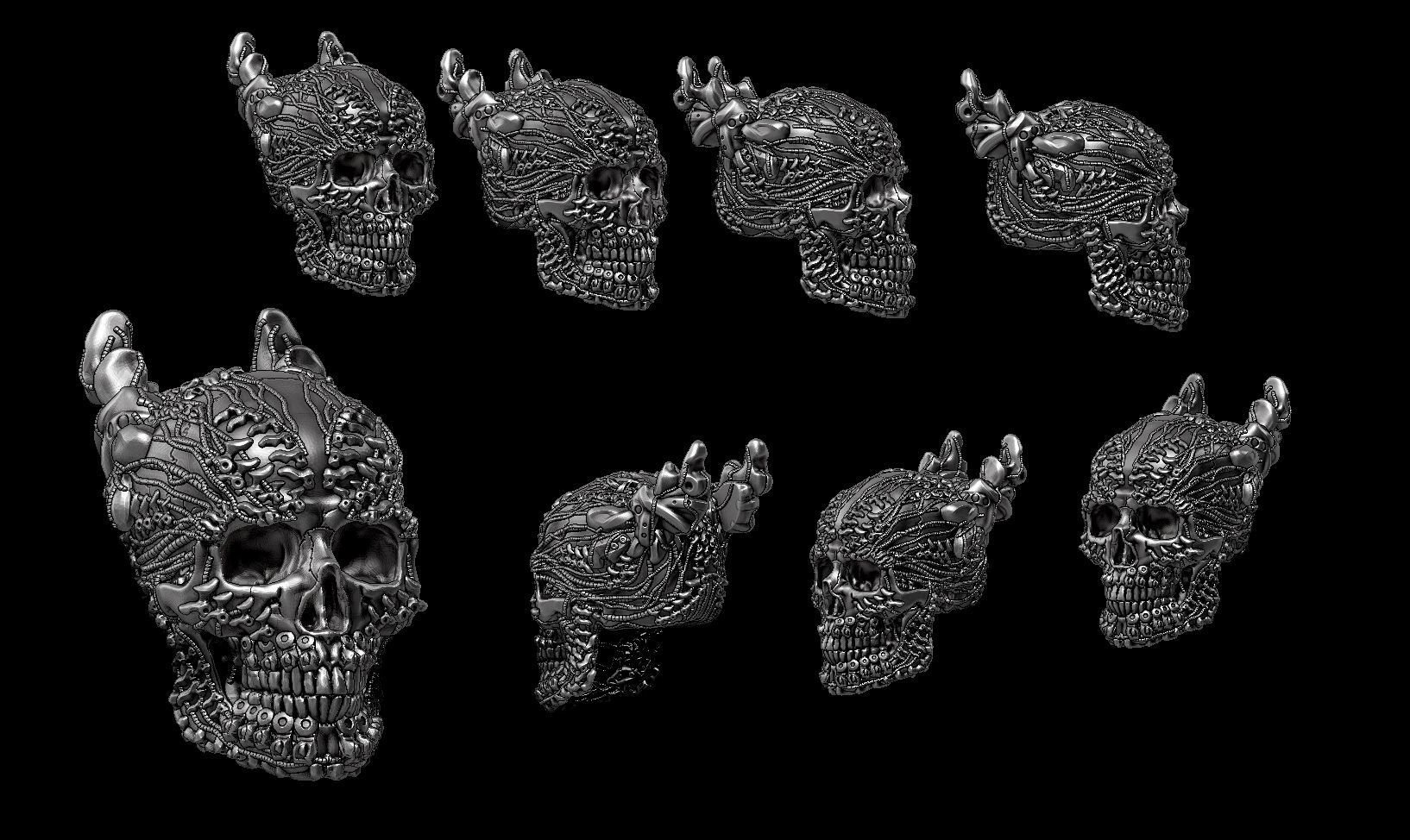 skull robot head a21 3d print model 3D print model_2