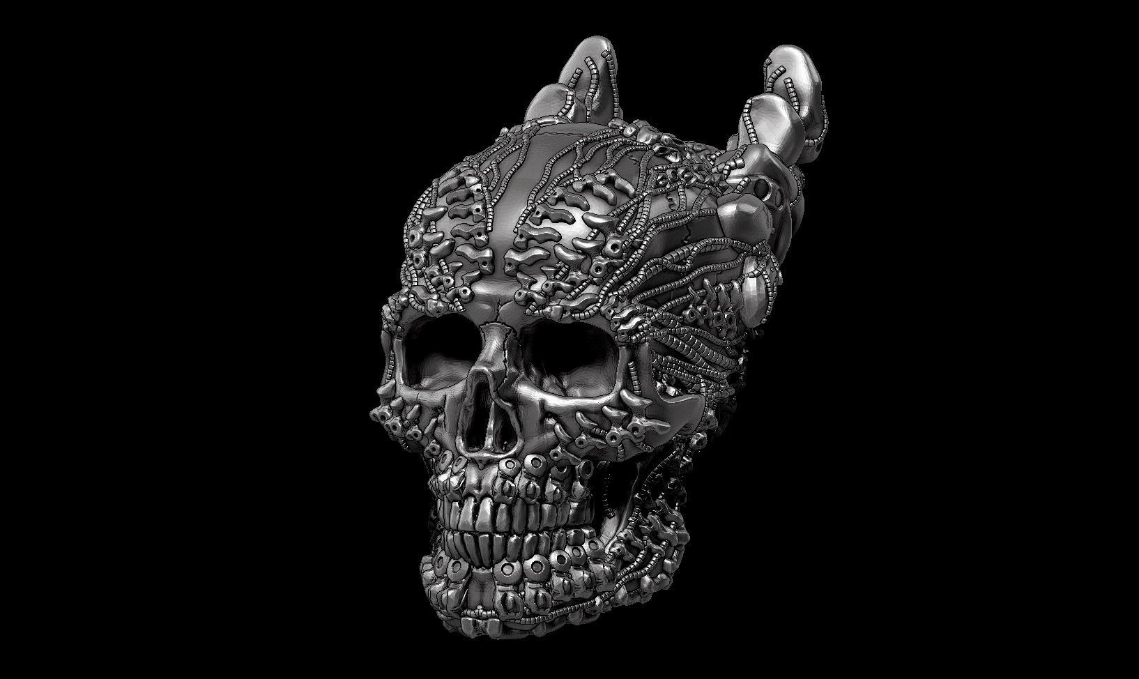 skull robot head a21 3d print model 3D print model_11