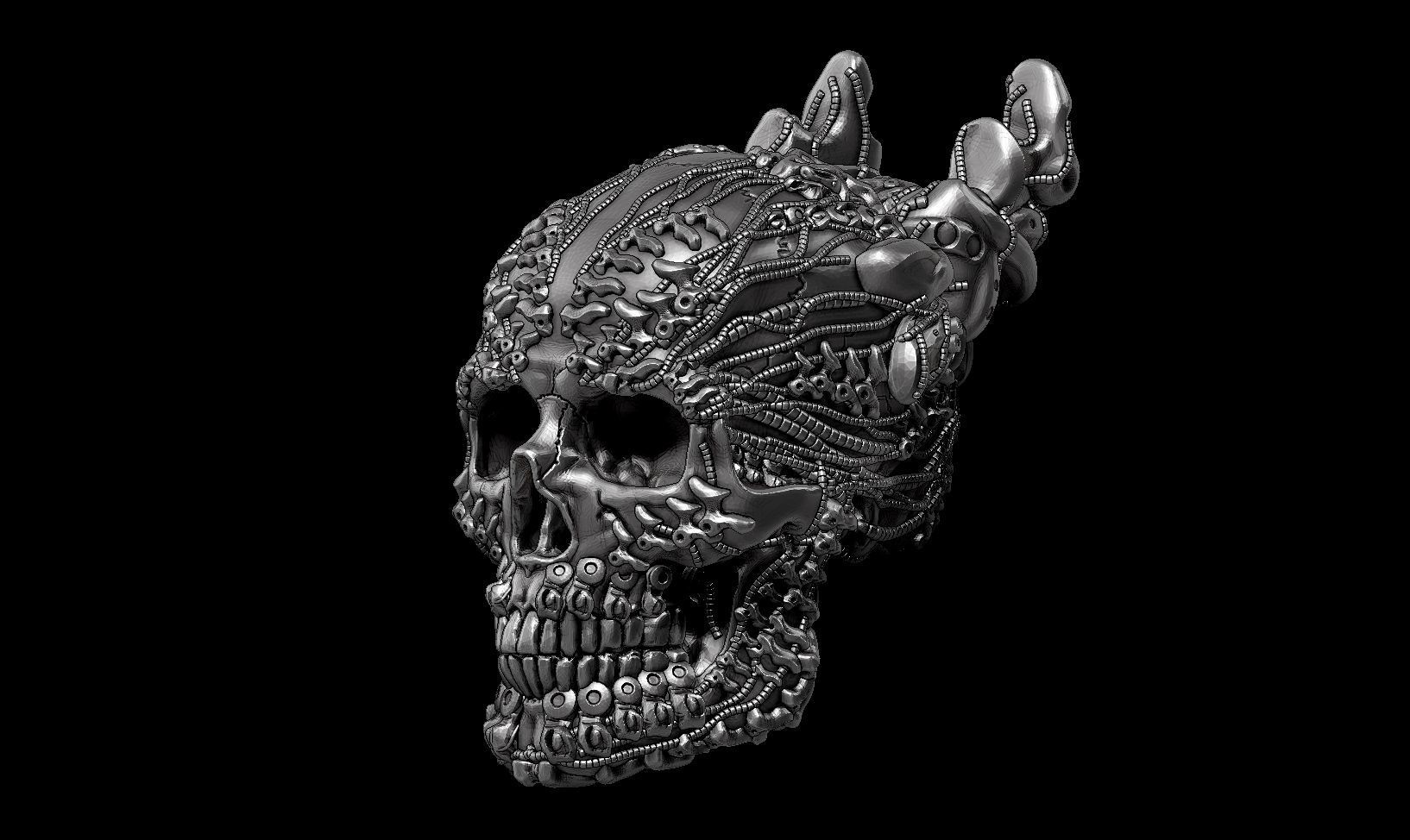 skull robot head a21 3d print model 3D print model_10