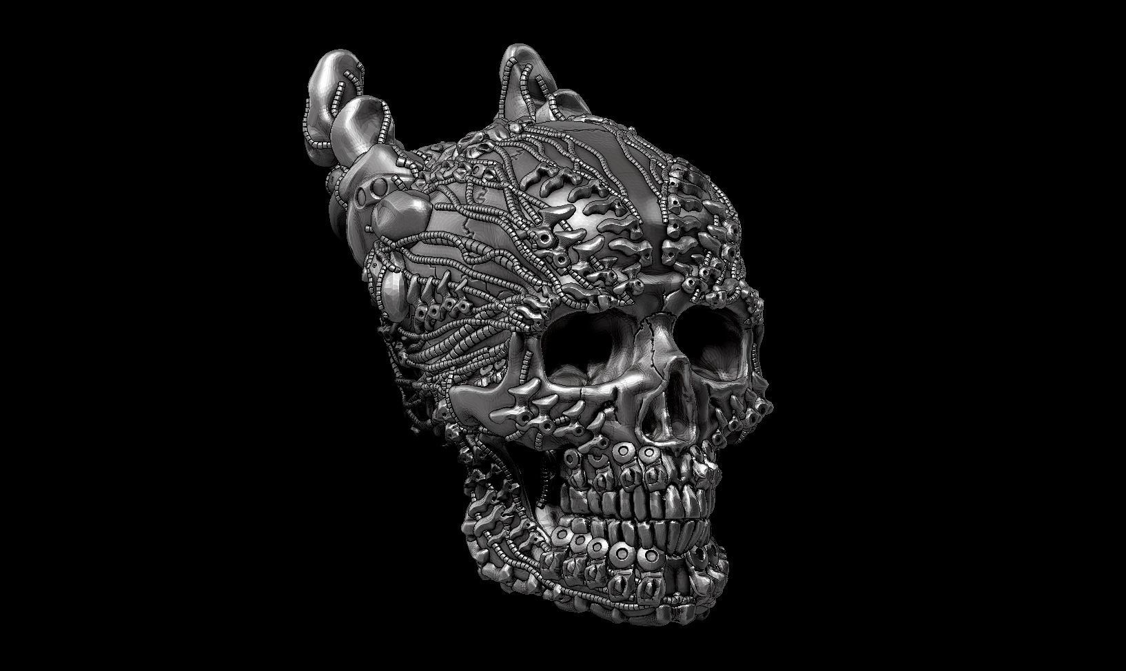 skull robot head a21 3d print model 3D print model_3