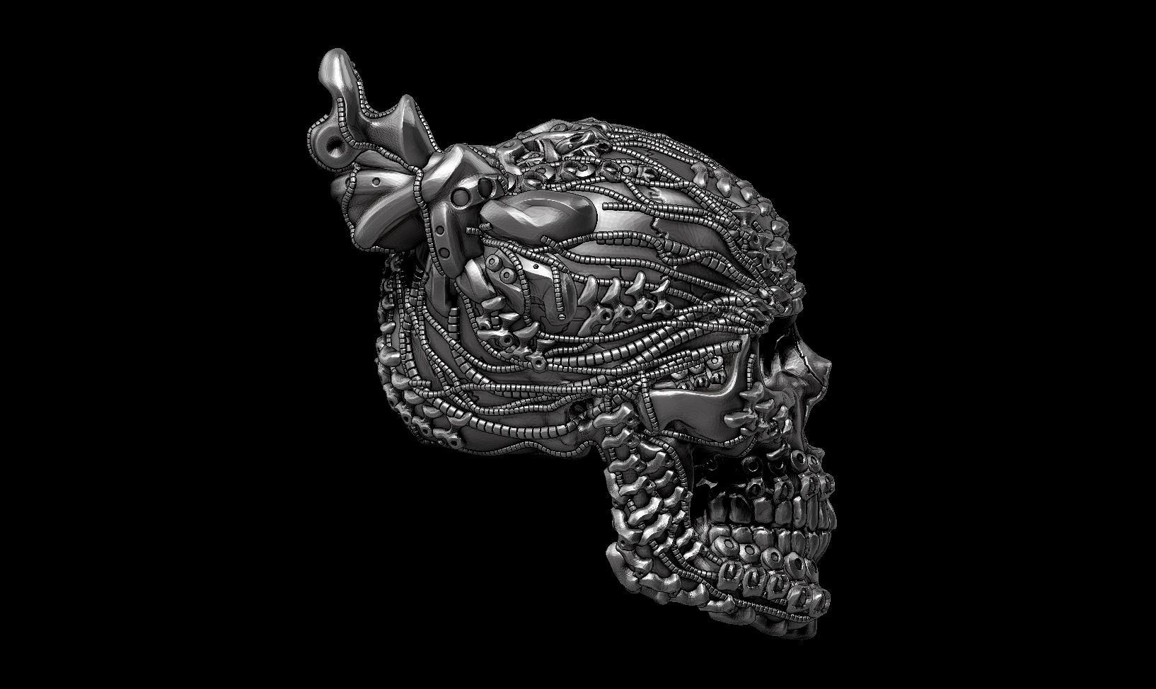 skull robot head a21 3d print model 3D print model_4