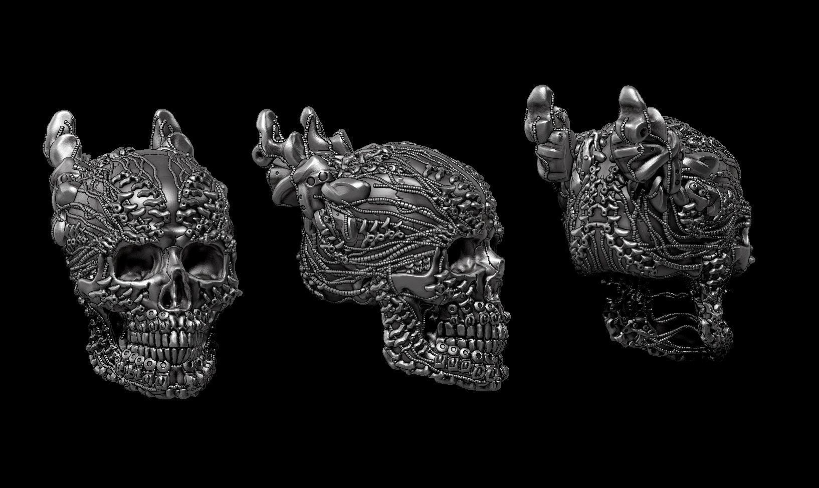 skull robot head a21 3d print model 3D print model_1