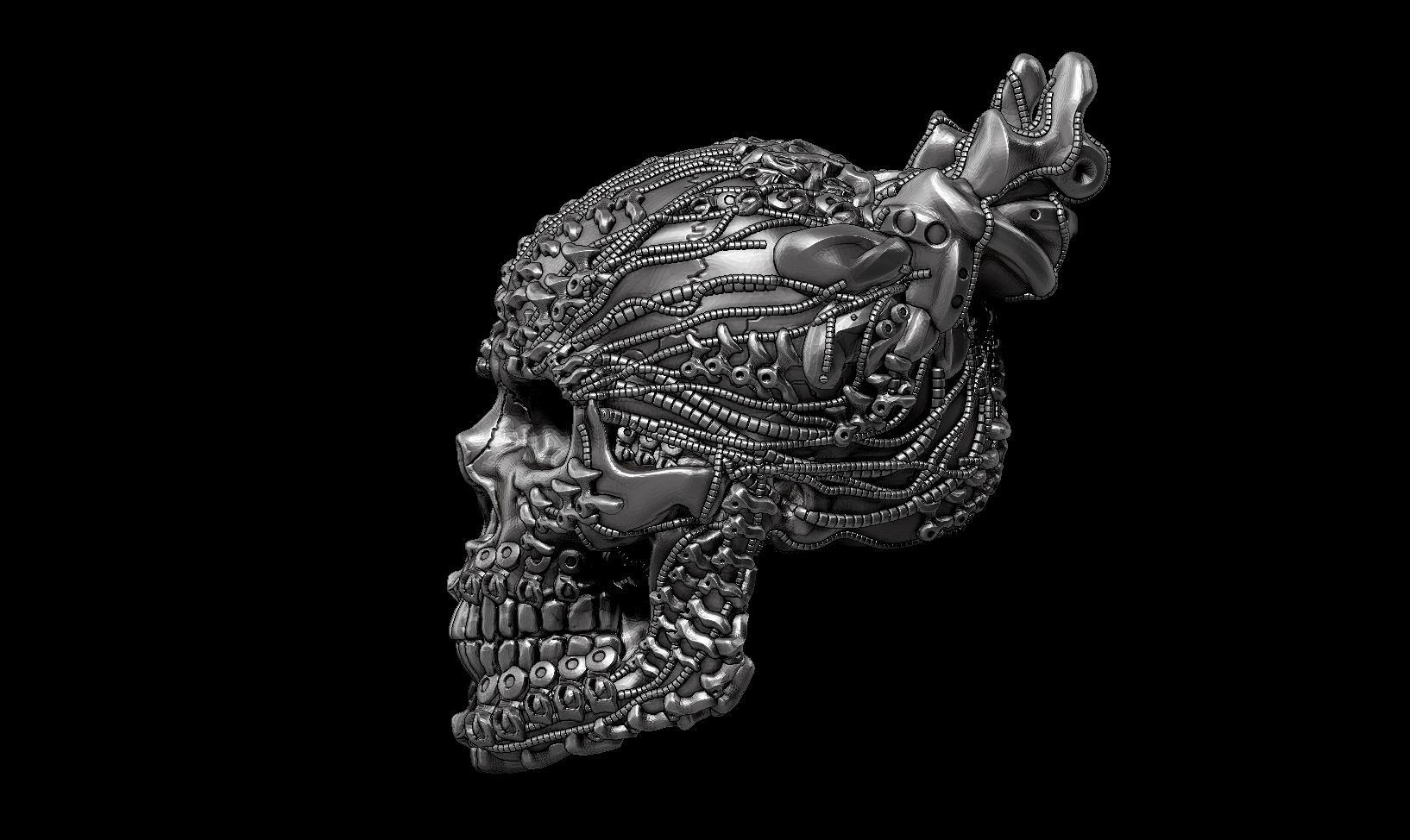 skull robot head a21 3d print model 3D print model_9