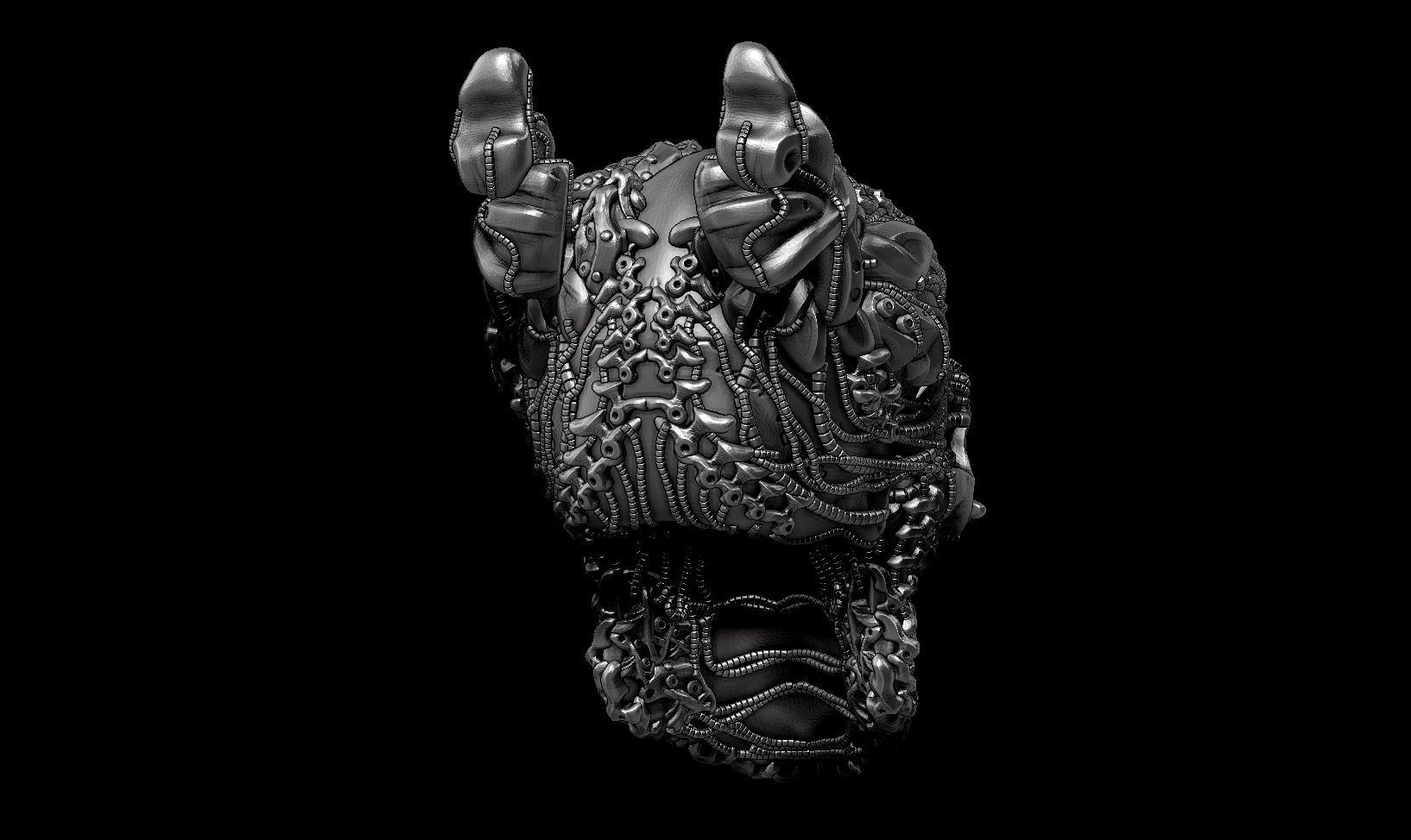 skull robot head a21 3d print model 3D print model_7