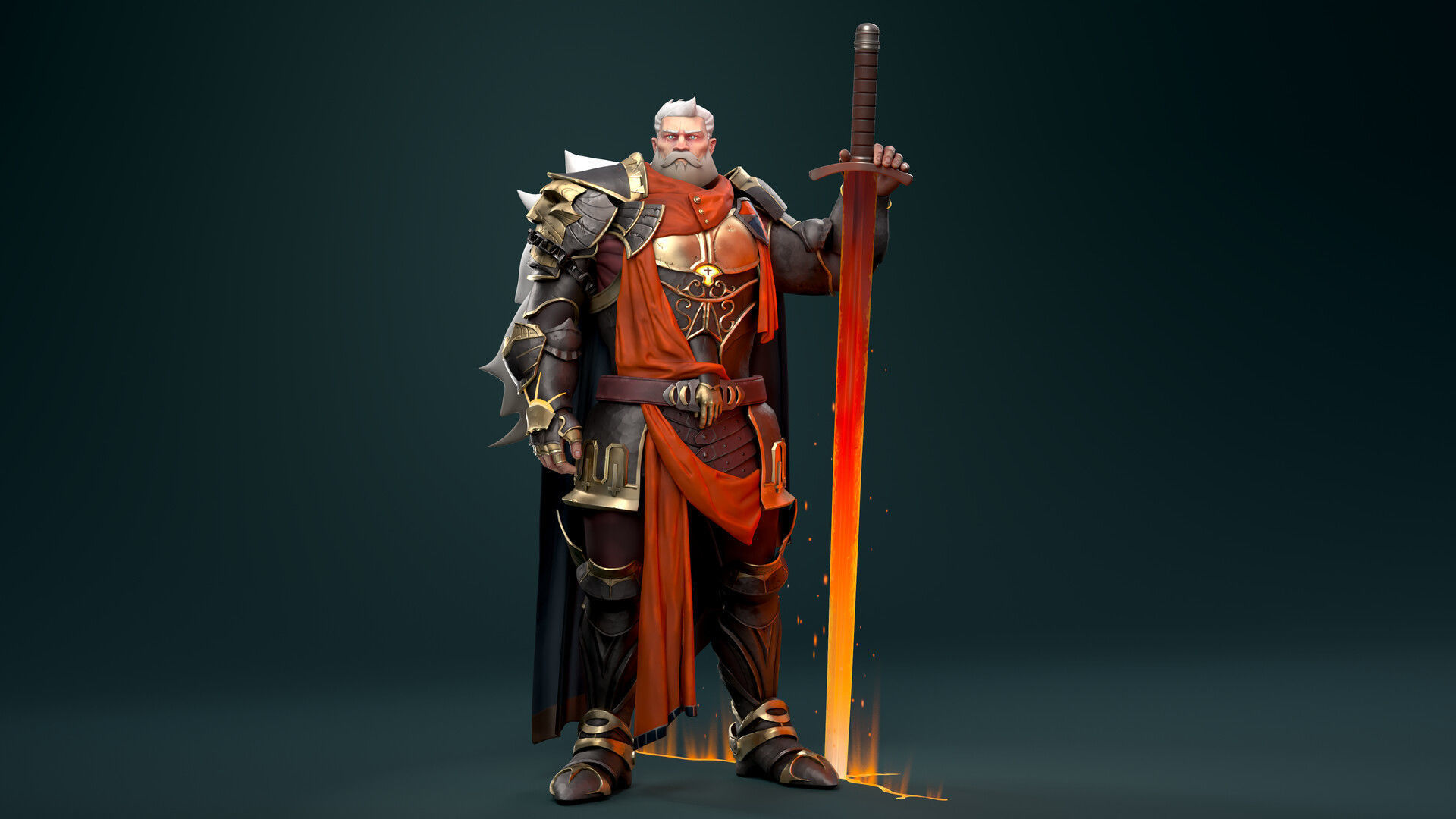 Old Knight Warrior Game Ready Low-poly 3D model_1