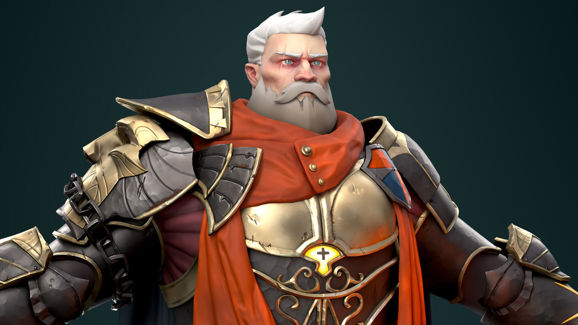 Old Knight Warrior Game Ready Low-poly 3D model_4