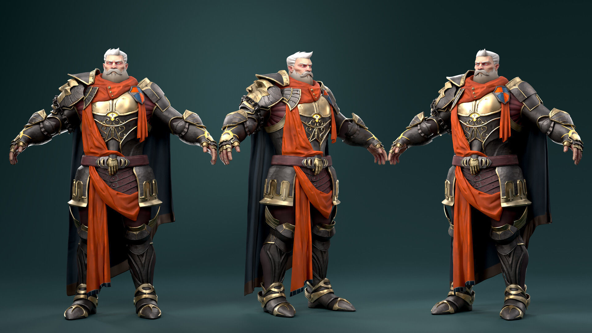 Old Knight Warrior Game Ready Low-poly 3D model_3