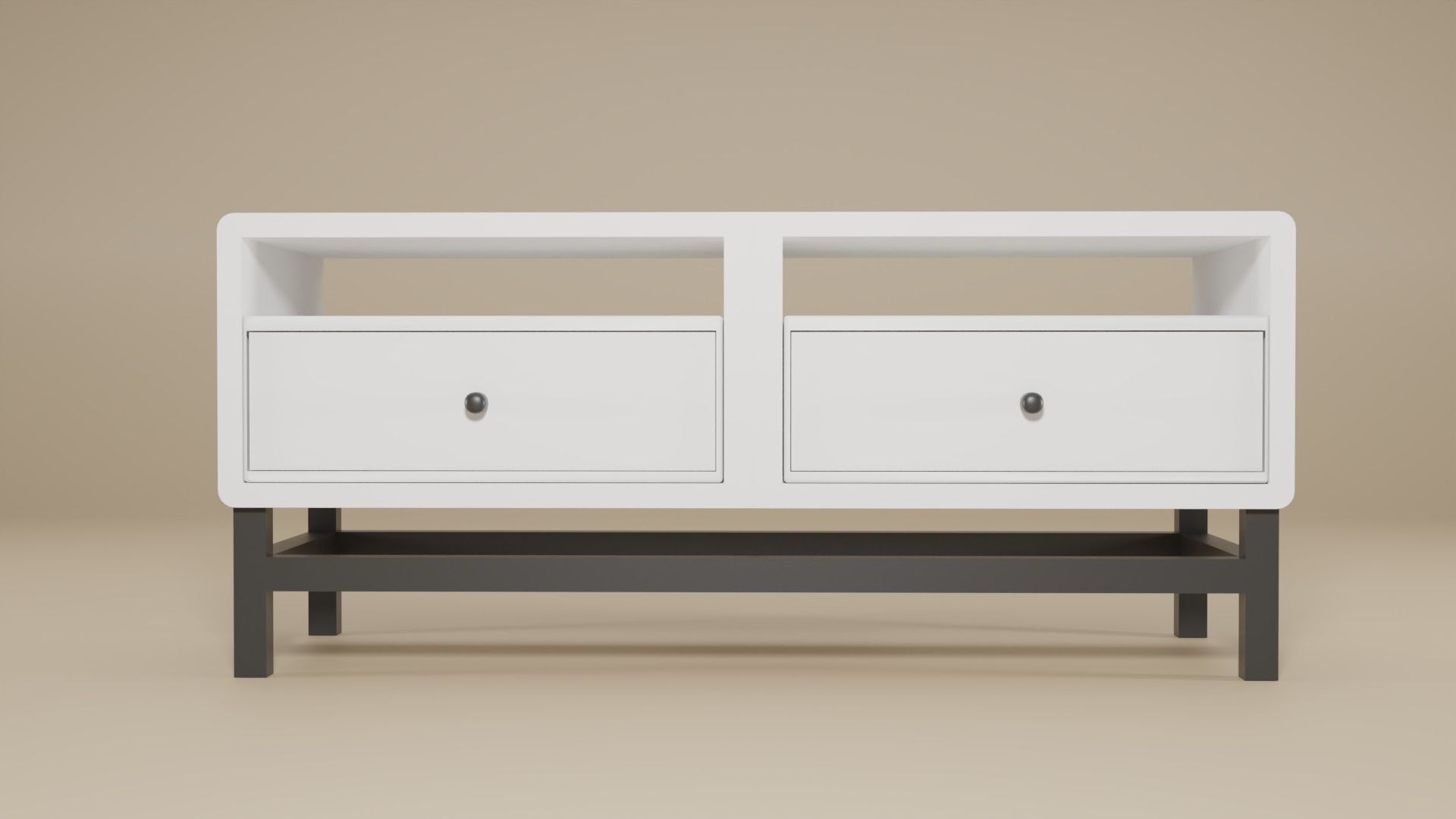 3 Table Model Low Poly desk with two drawers Low-poly 3D model_5