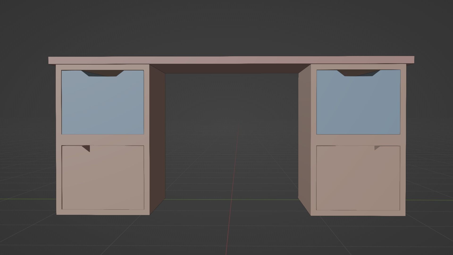 3 Table Model Low Poly desk with two drawers Low-poly 3D model_2