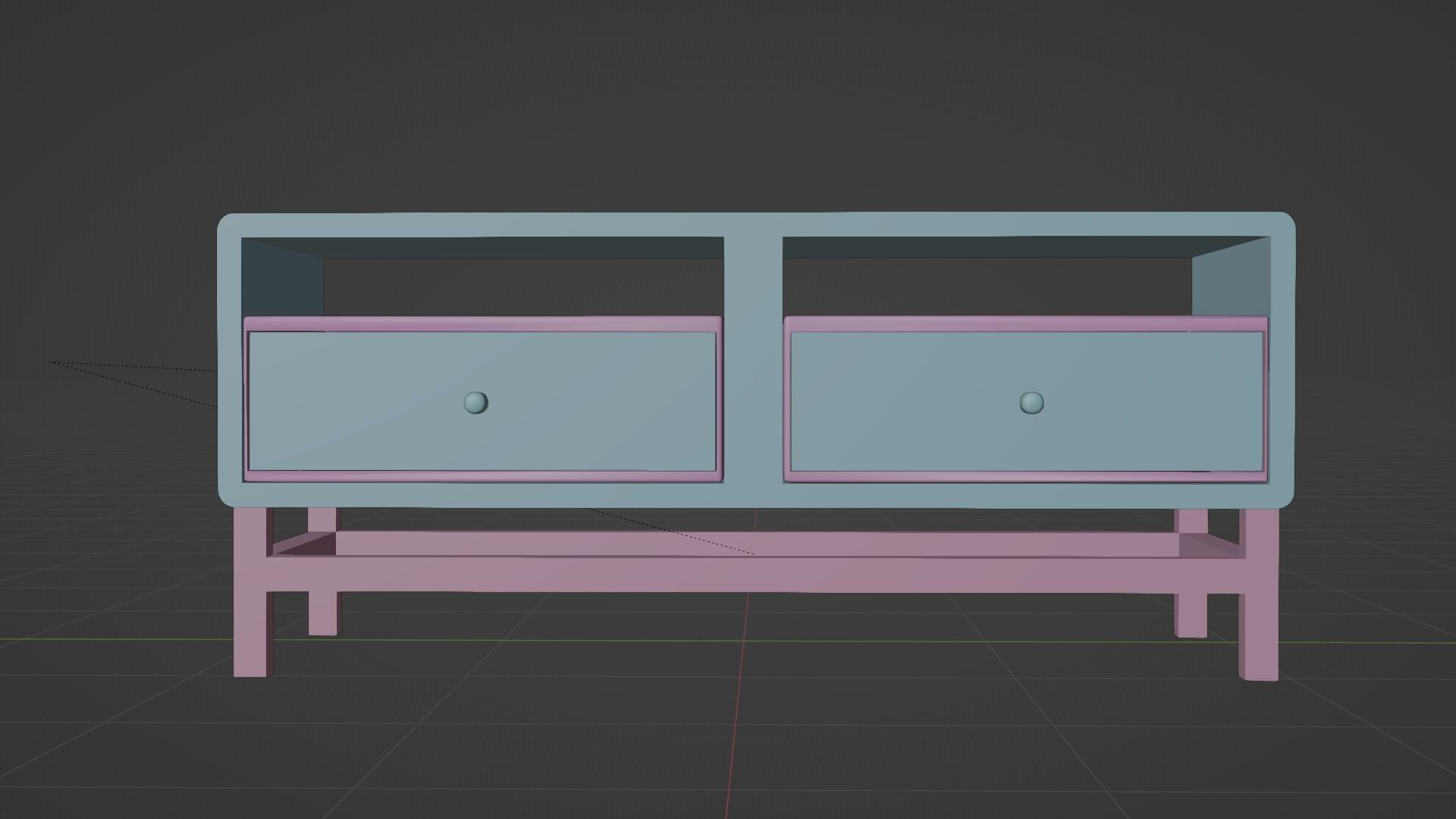 3 Table Model Low Poly desk with two drawers Low-poly 3D model_6