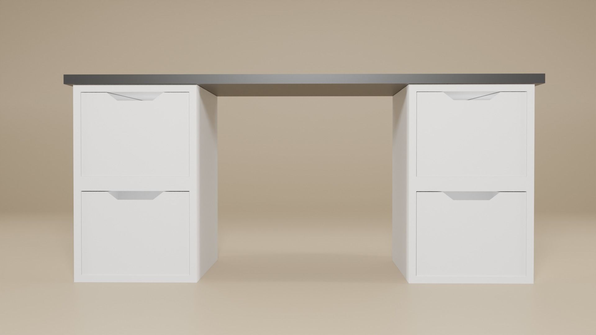 3 Table Model Low Poly desk with two drawers Low-poly 3D model_1