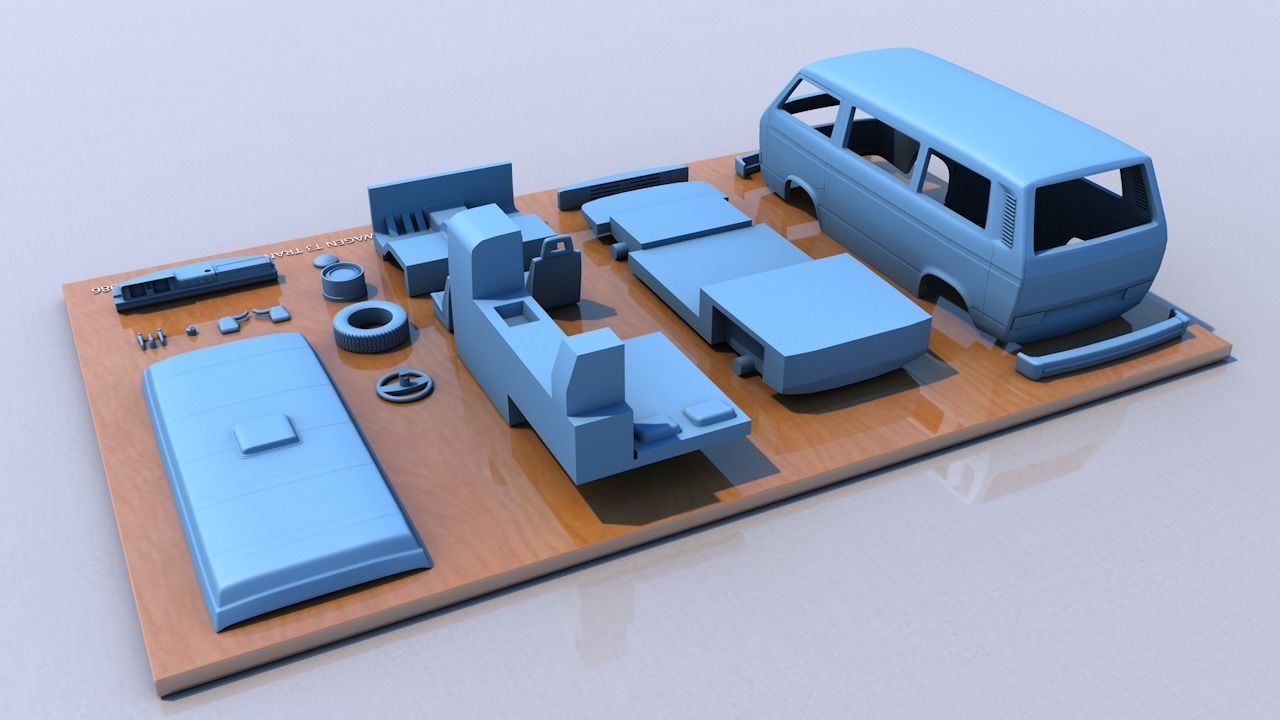 VOLKSWAGEN T3 TRANSPORTER CAMPER 1986 3D print model_7