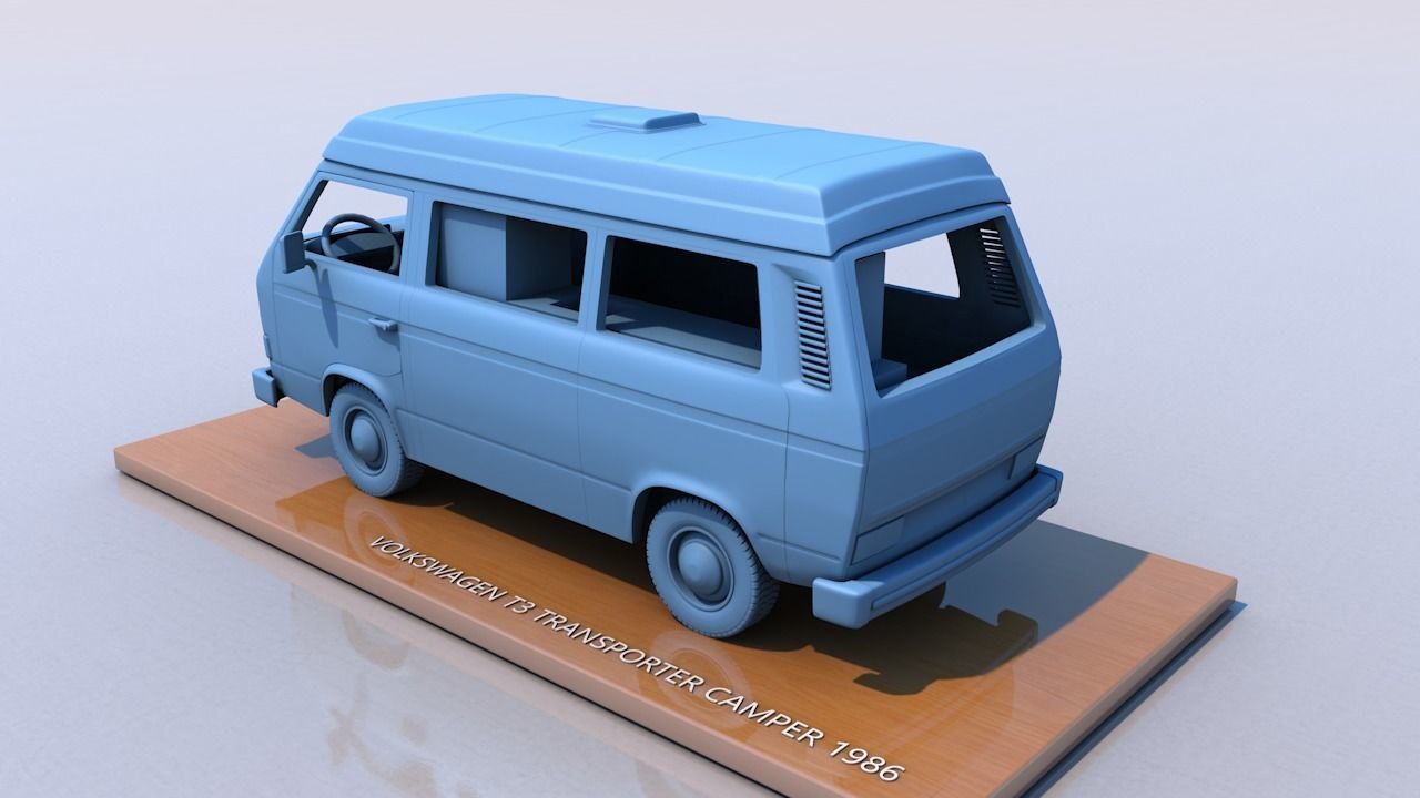 VOLKSWAGEN T3 TRANSPORTER CAMPER 1986 3D print model_3
