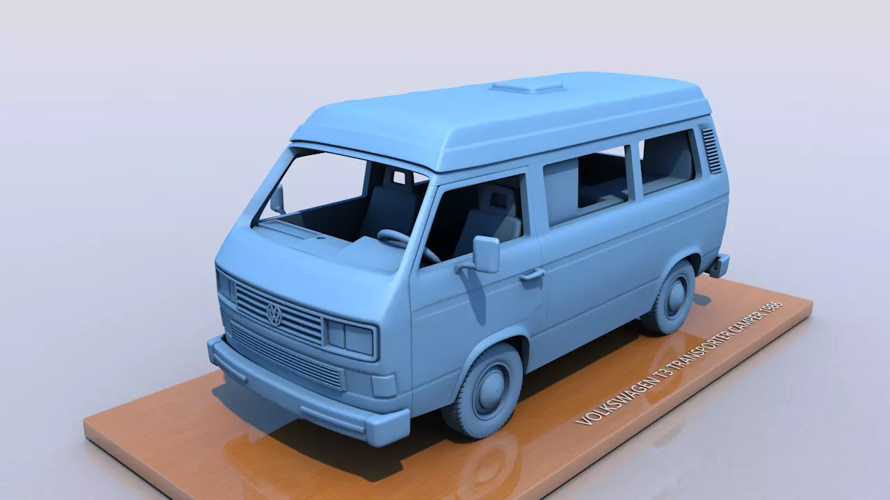 VOLKSWAGEN T3 TRANSPORTER CAMPER 1986 3D print model_0