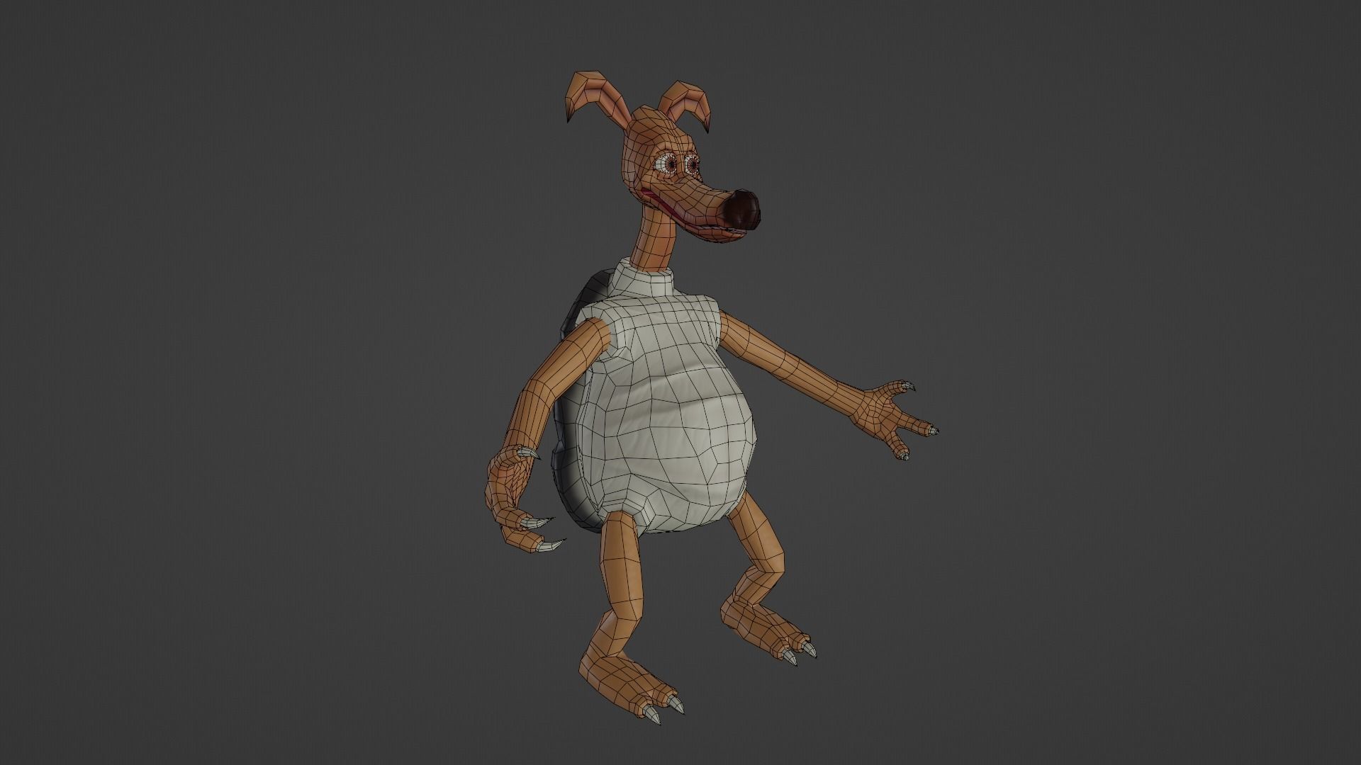 Character cartoon dog in shirt and pants Low-poly 3D model_12